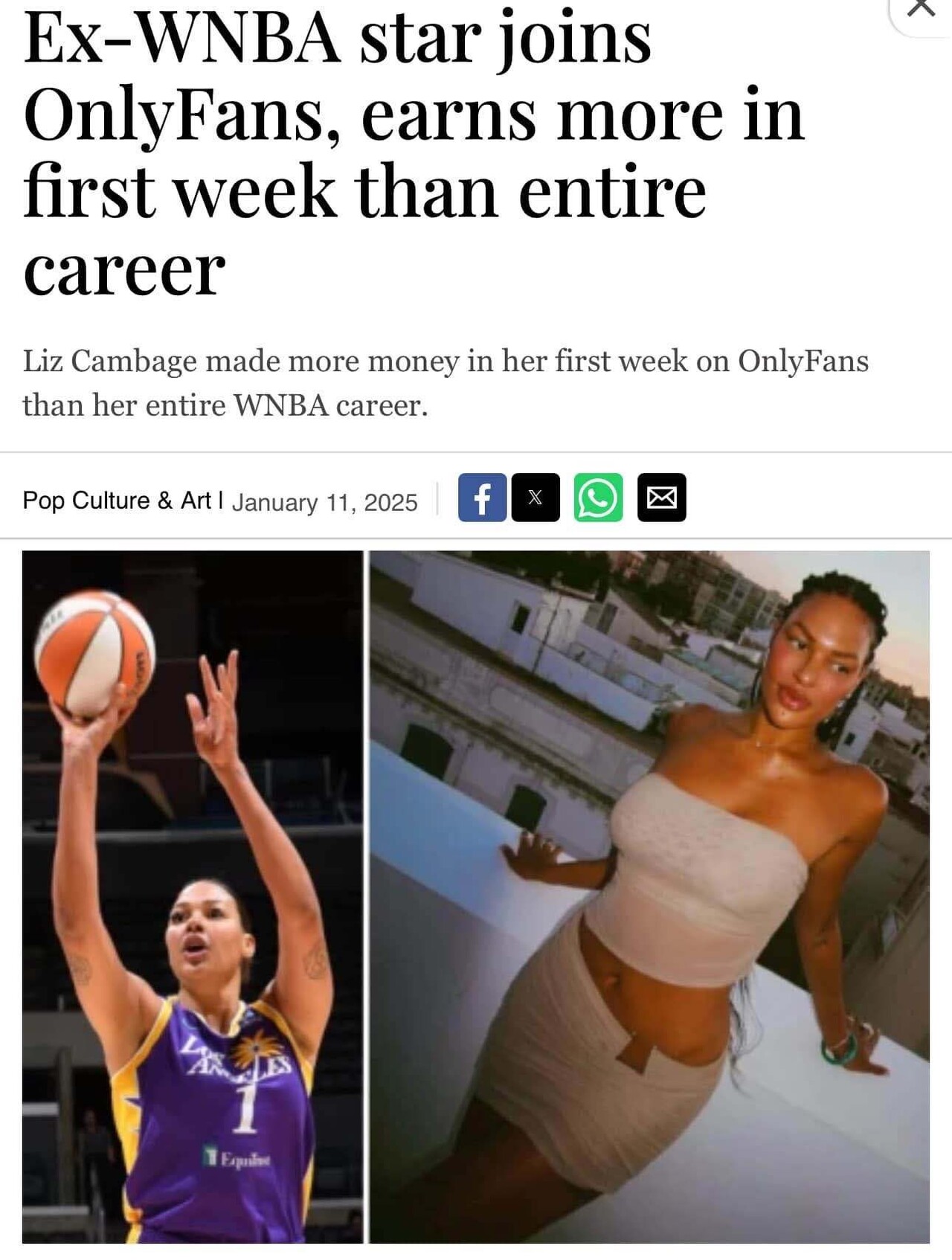 Ex-WNBA star joins OnlyFans Misc. - Blind