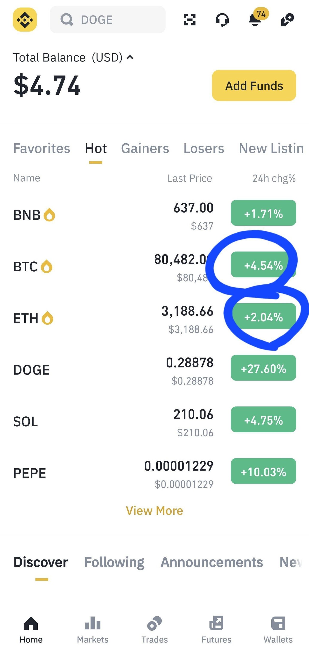 블라인드 | 암호화폐: 바이낸스에 24시간 전 대비 상승률 말고 당일 상승률만 나오게 할 수 있냐?