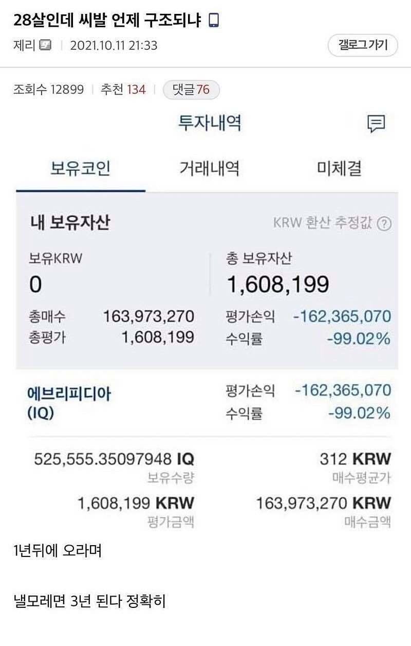 블라인드 | 암호화폐: 코인 약 3년 존버 한 사람의 수익.jpg