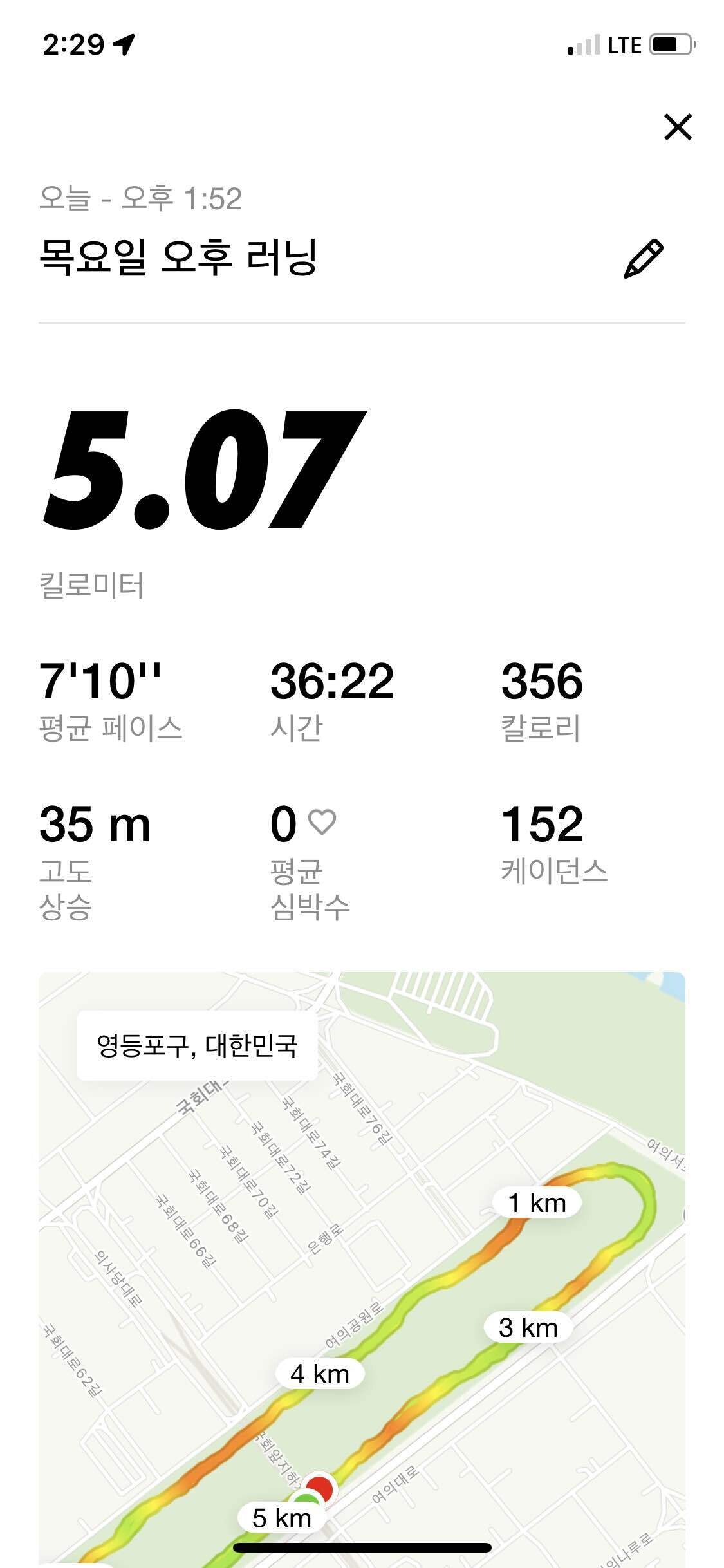 오후 여의도공원 러닝