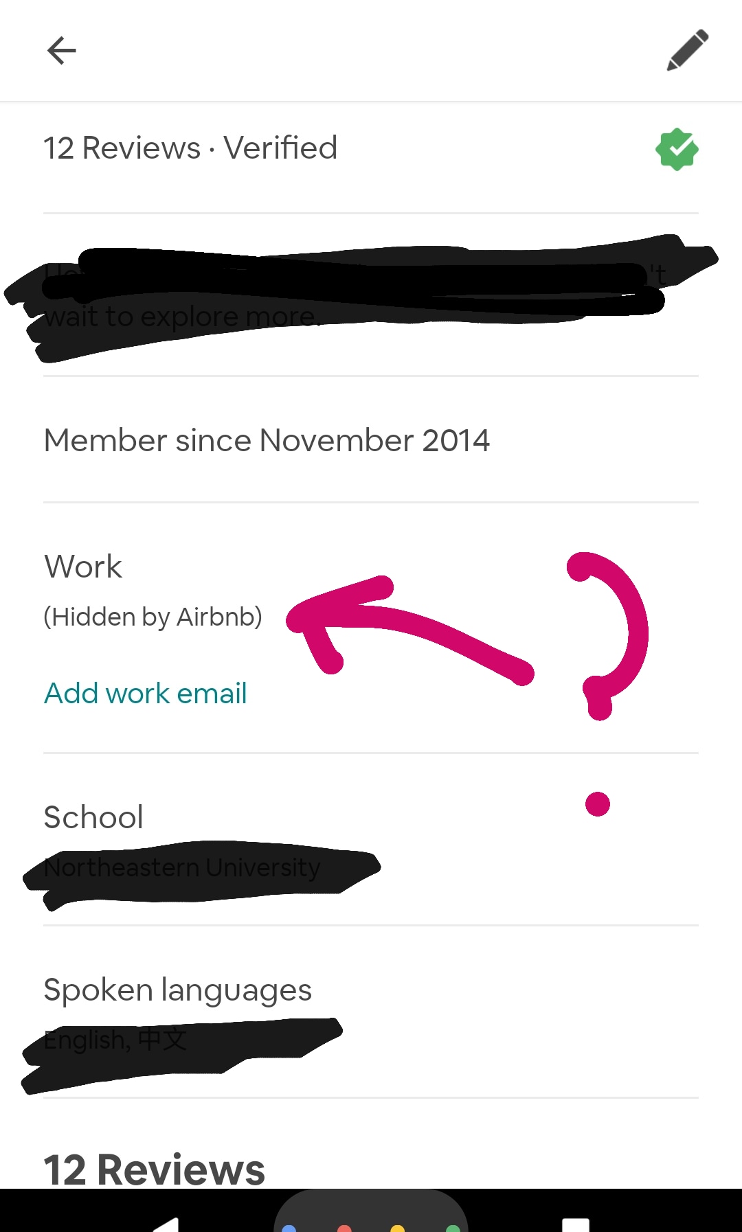 Why does Airbnb mask company names like Google and Facebook on traveler profiles?