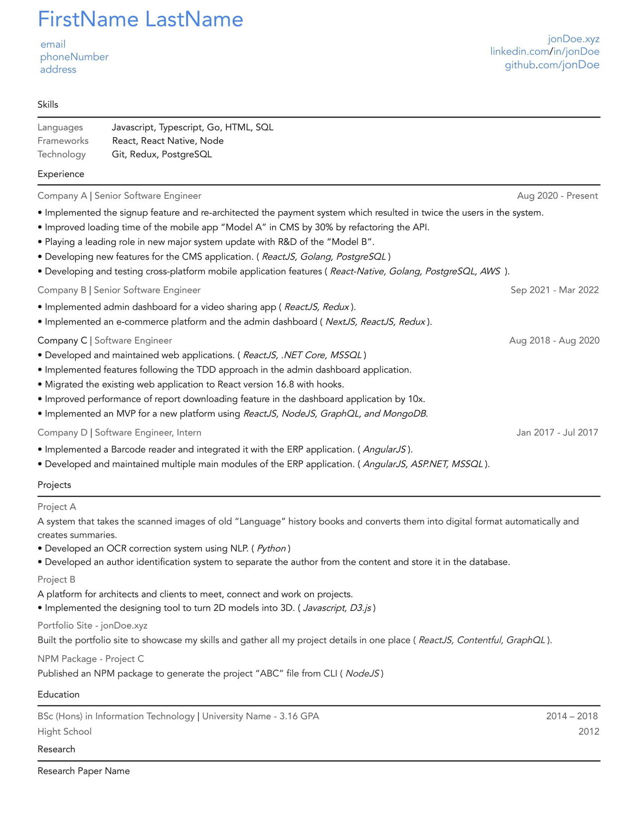 Resume Review - Blind