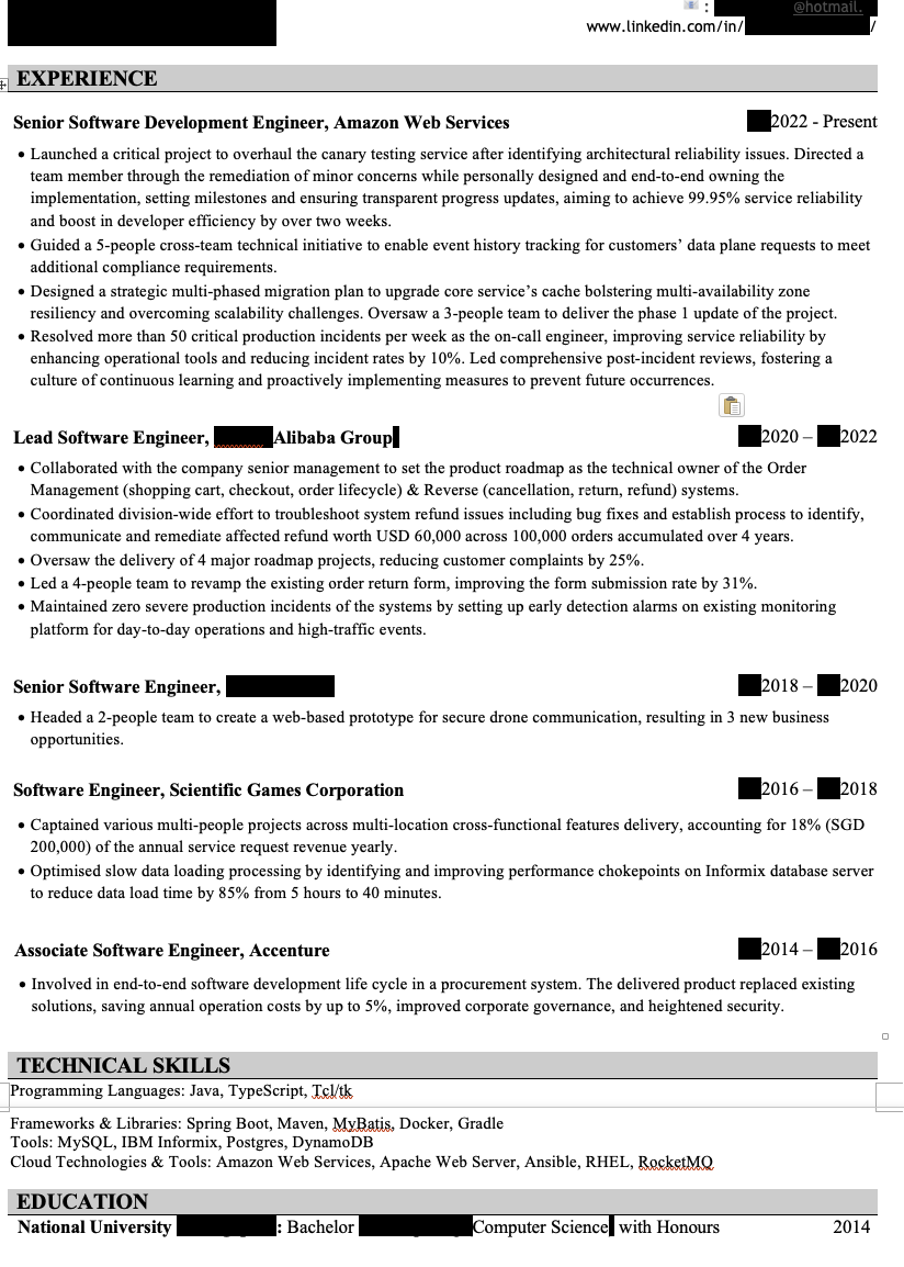 Resume Review - SDE3 Role | Resume Review - Blind