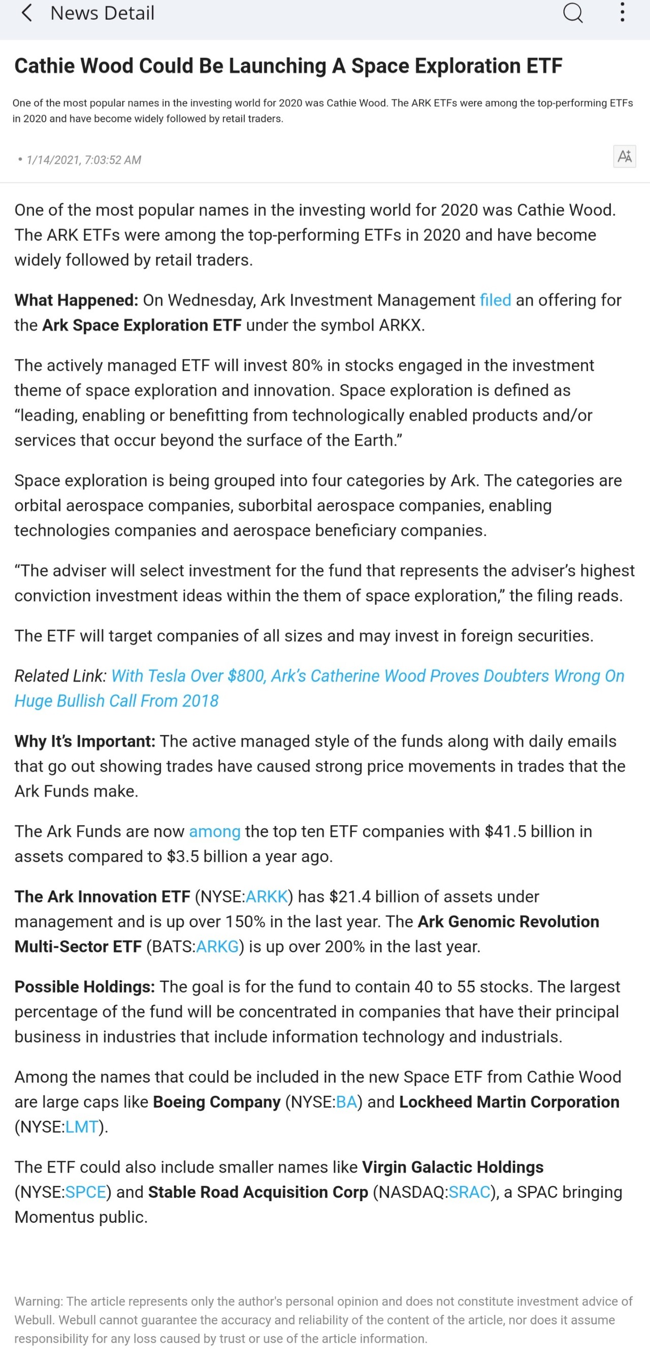 블라인드 | 주식·투자: 캐시우드 누님 믿습니다. spce 날라가욧