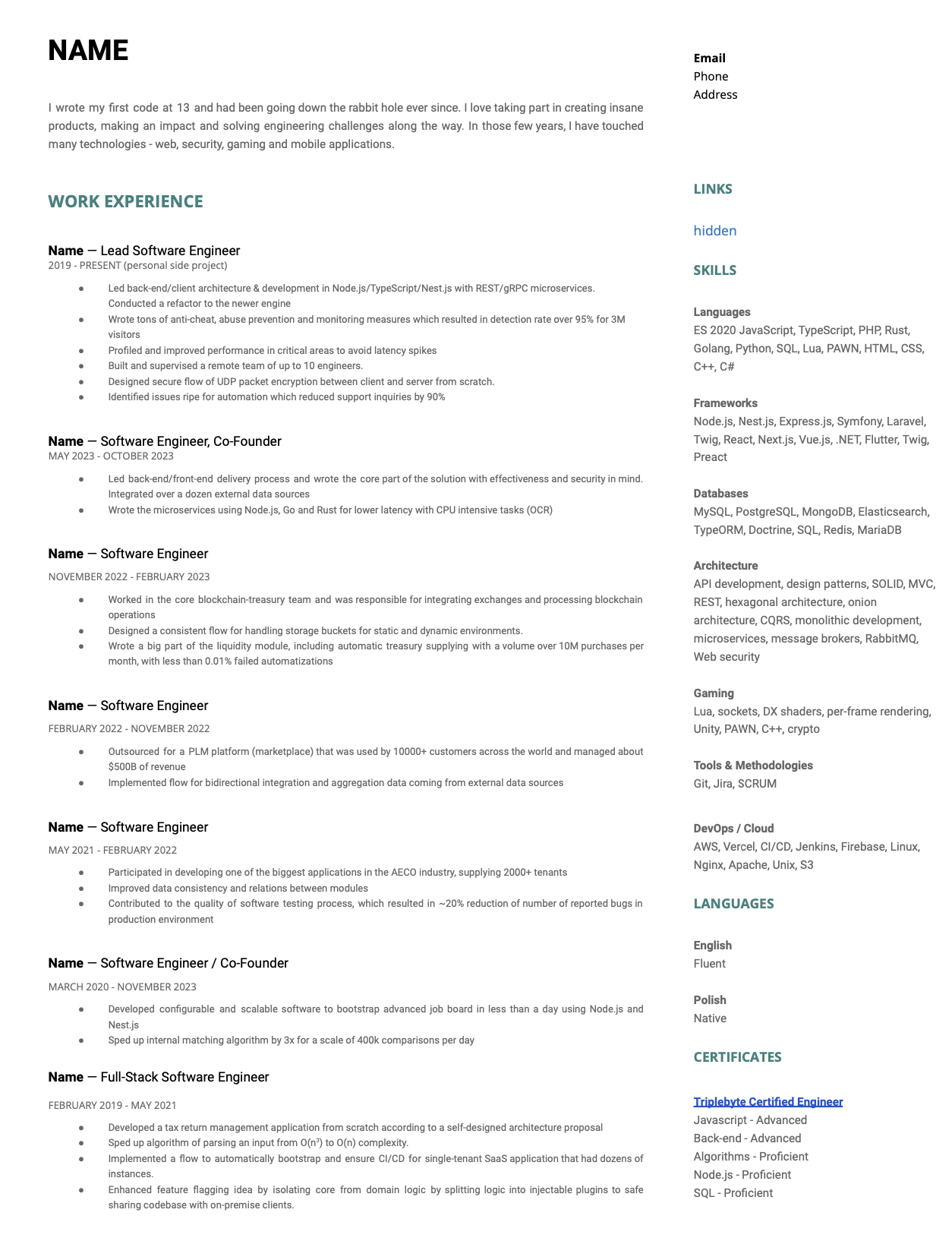Please review my resume | Resume Review - Blind