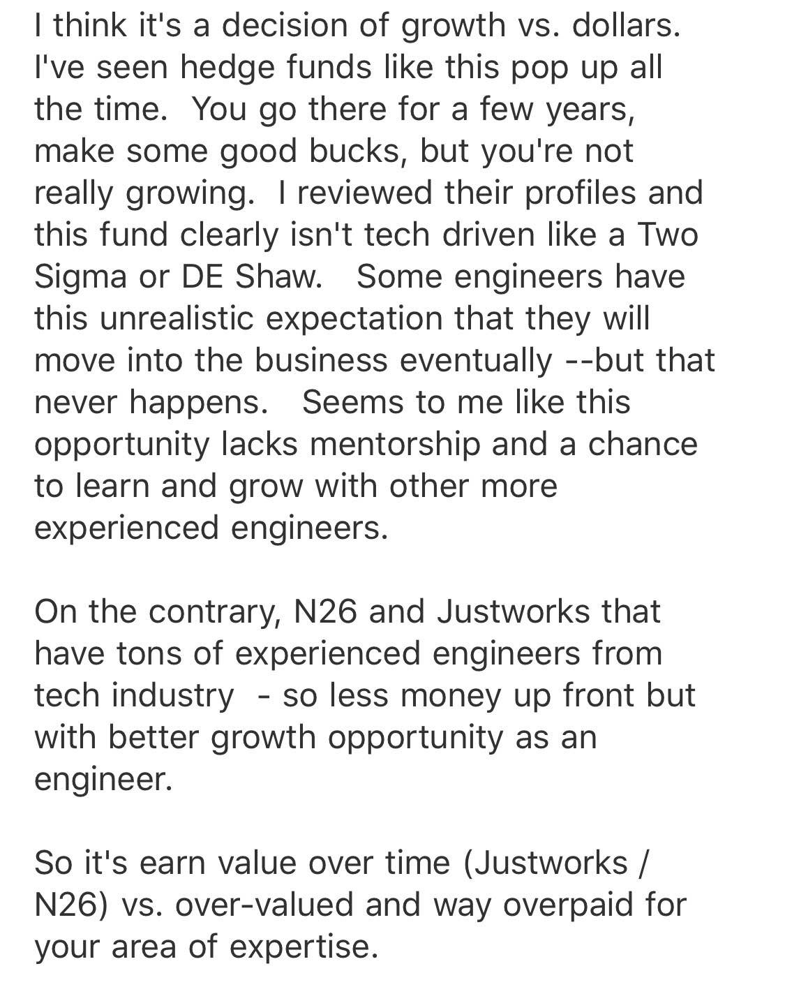 Mentorship vs. Cash Compensation