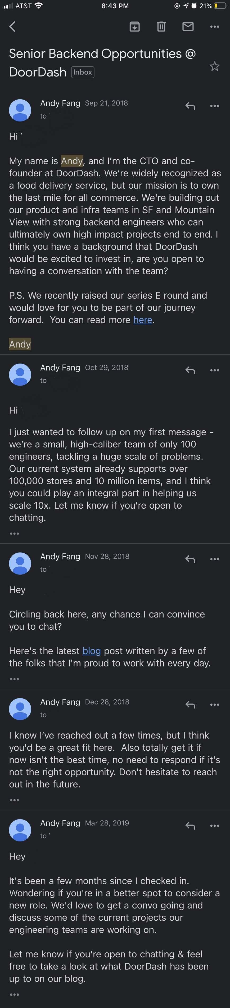 Maybe I shouldn't have ghosted DoorDash CTO