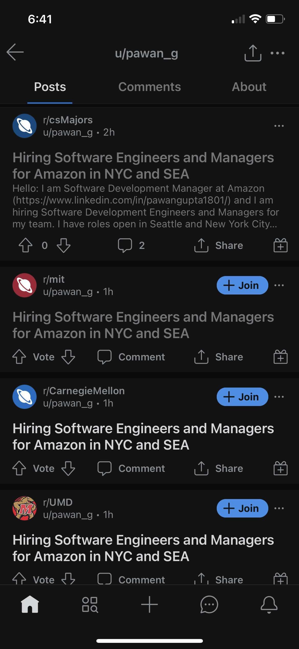 Amazon so desperate that they’re going around college subreddits asking students to join!!