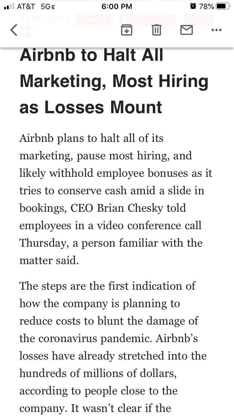 Airbnb withholding bonuses - Layoffs coming? 