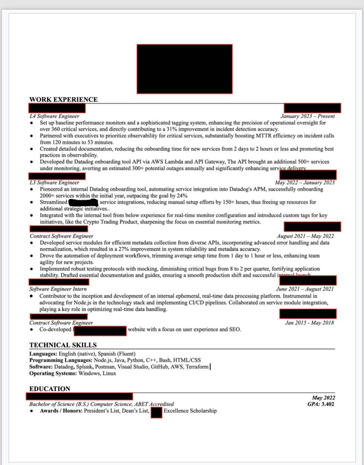 3 YOE Software Engineer, looking for resume feedback | Resume Review ...