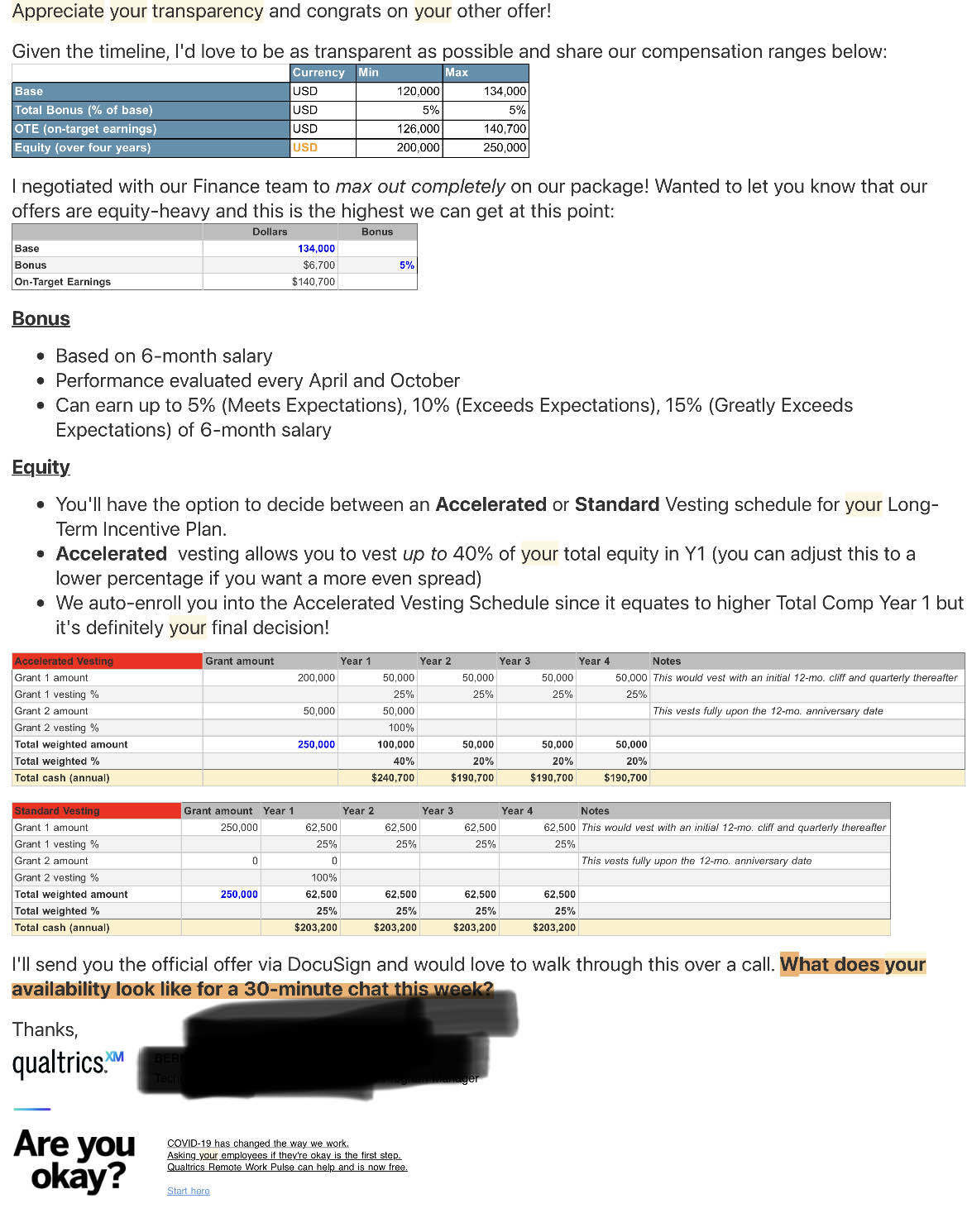 Qualtrics L4 Offer Letter Email - Pictures - Blind