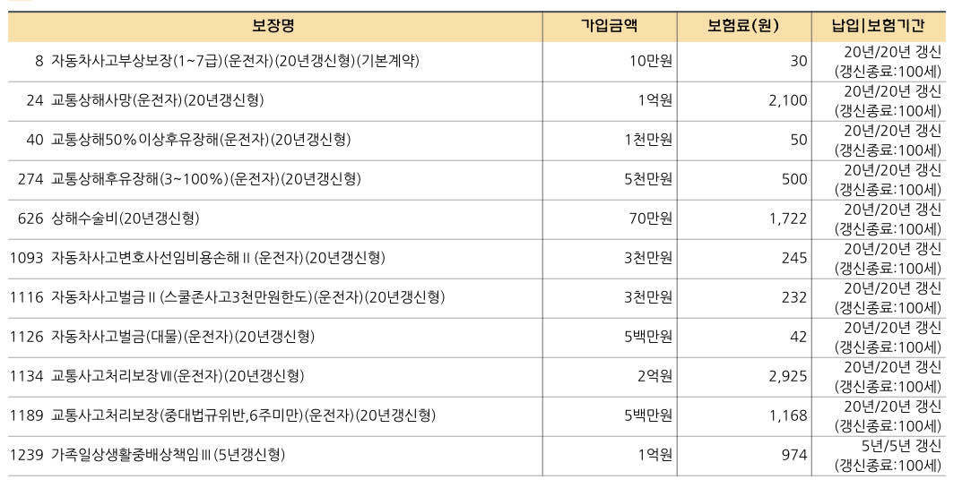 운전자보험 이정도면 괜춘하겠지?