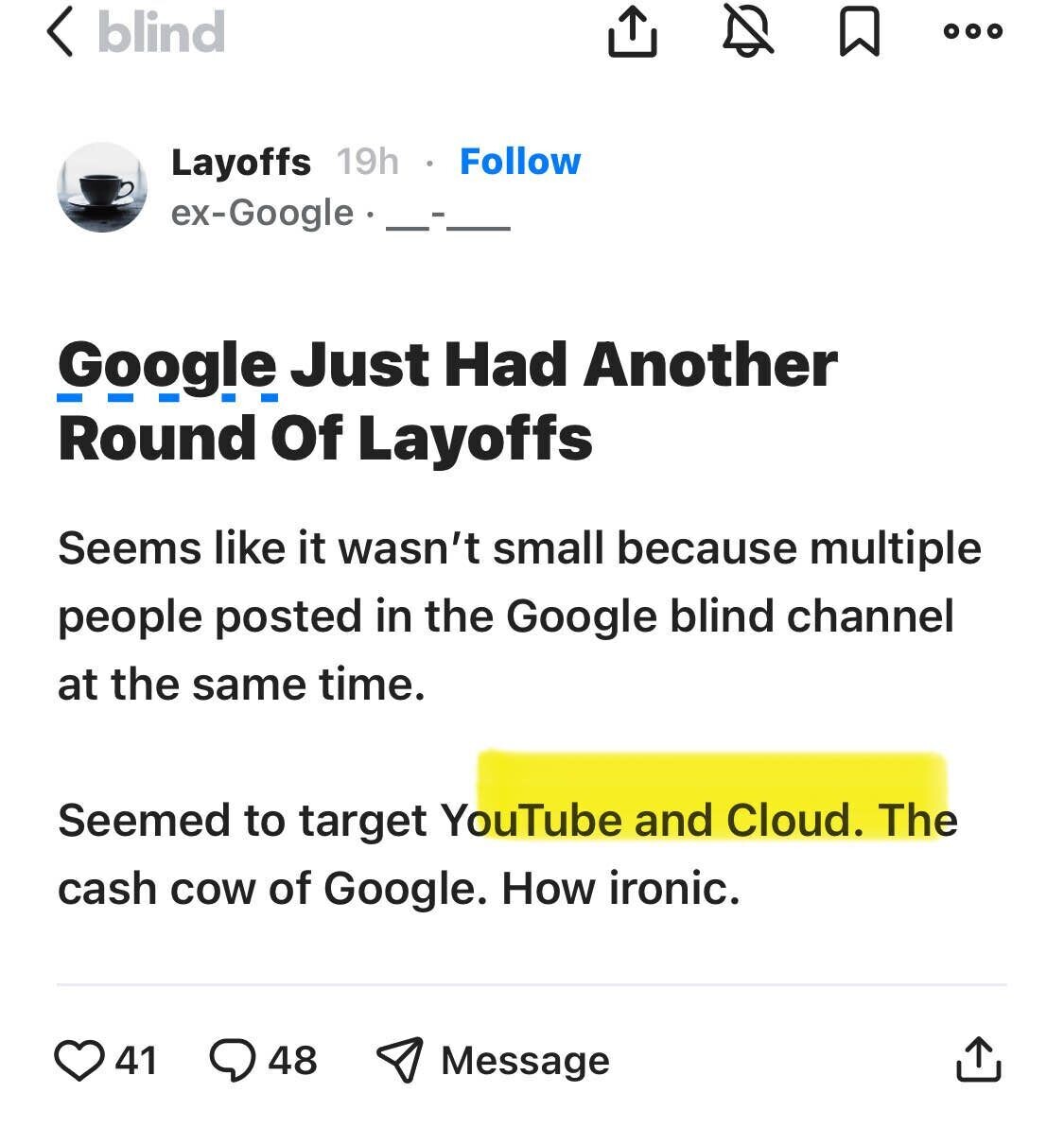 Layoffs at Google last night | Tech Industry - Blind