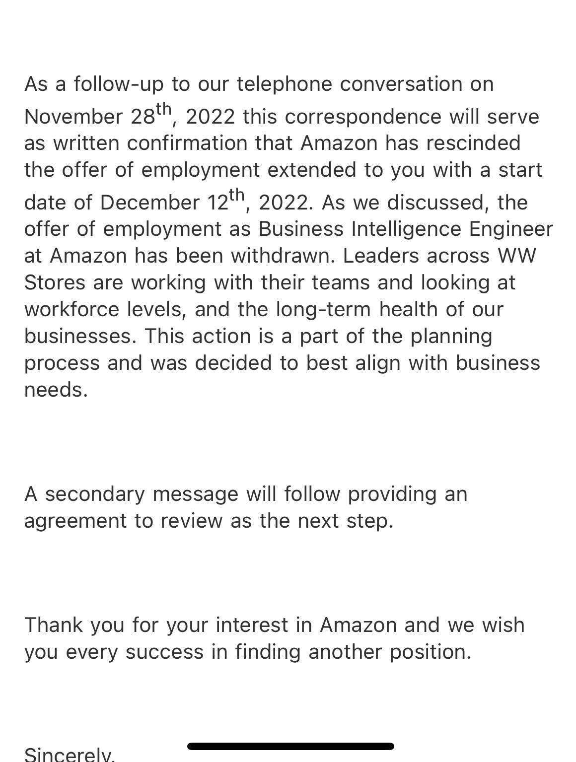 They did it..Amazon rescinded offer for L6 SDM - Blind