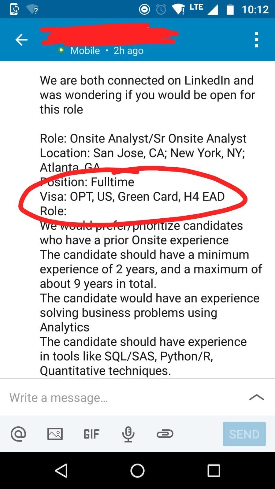 Visa status