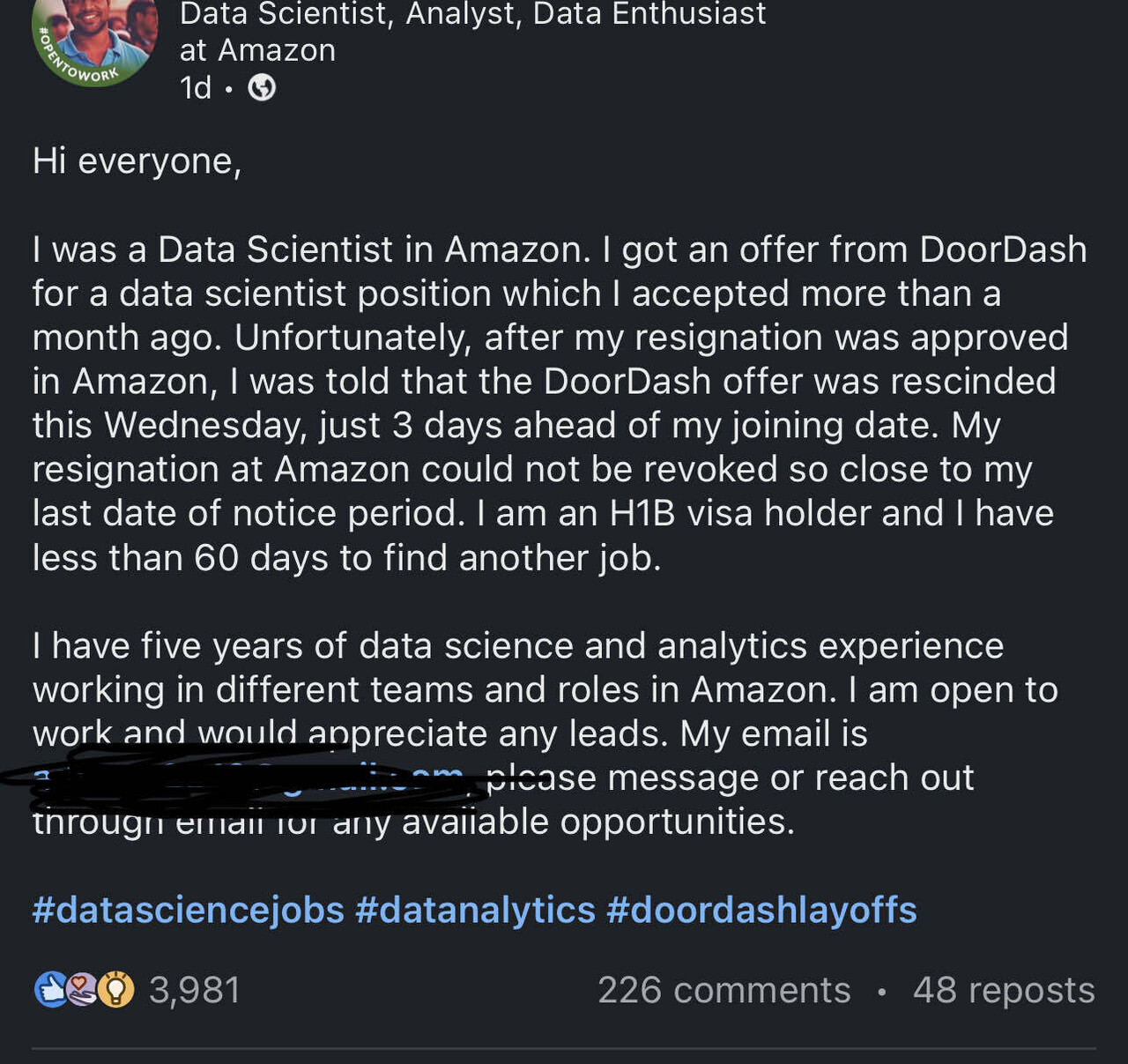 Doordash rescinding offers 3 days before joining, for a person on a