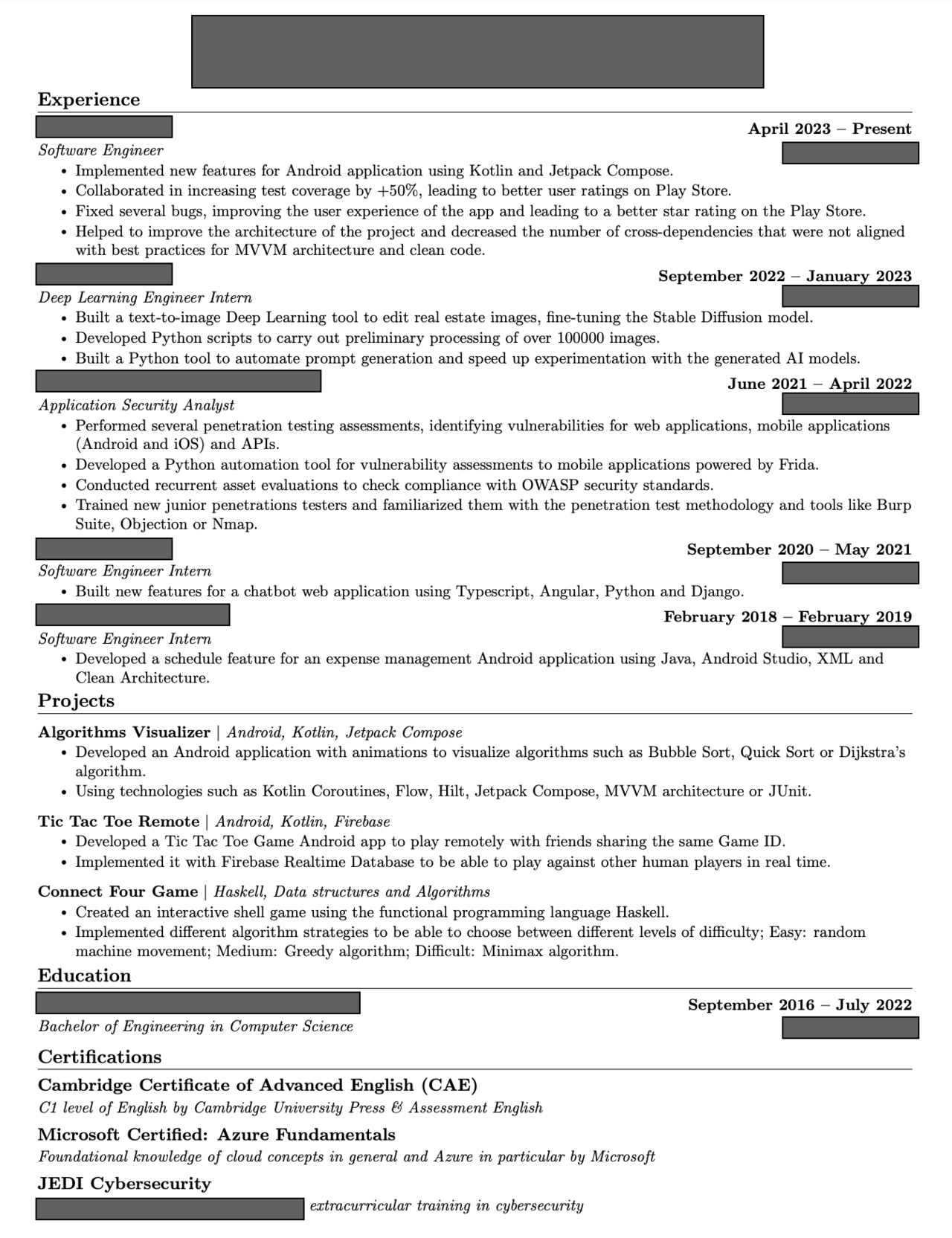Resume Review - Blind