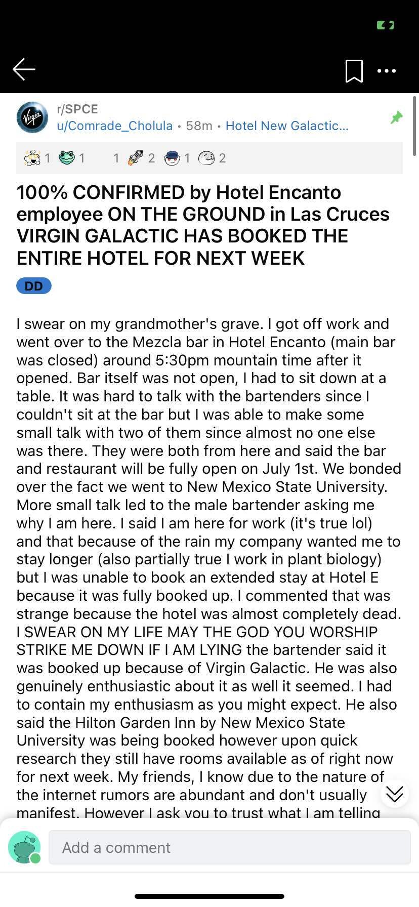 블라인드 | 주식·투자: 버진 갤럭틱 뇌피셜 풀가동 On