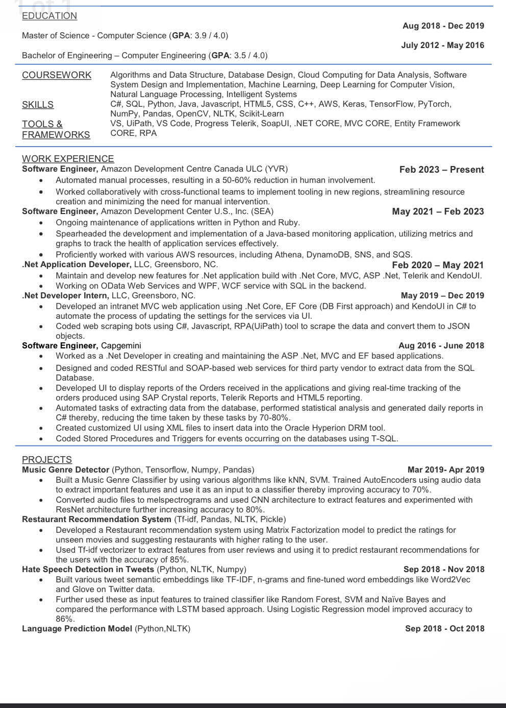 Resume review | Resume Review - Blind