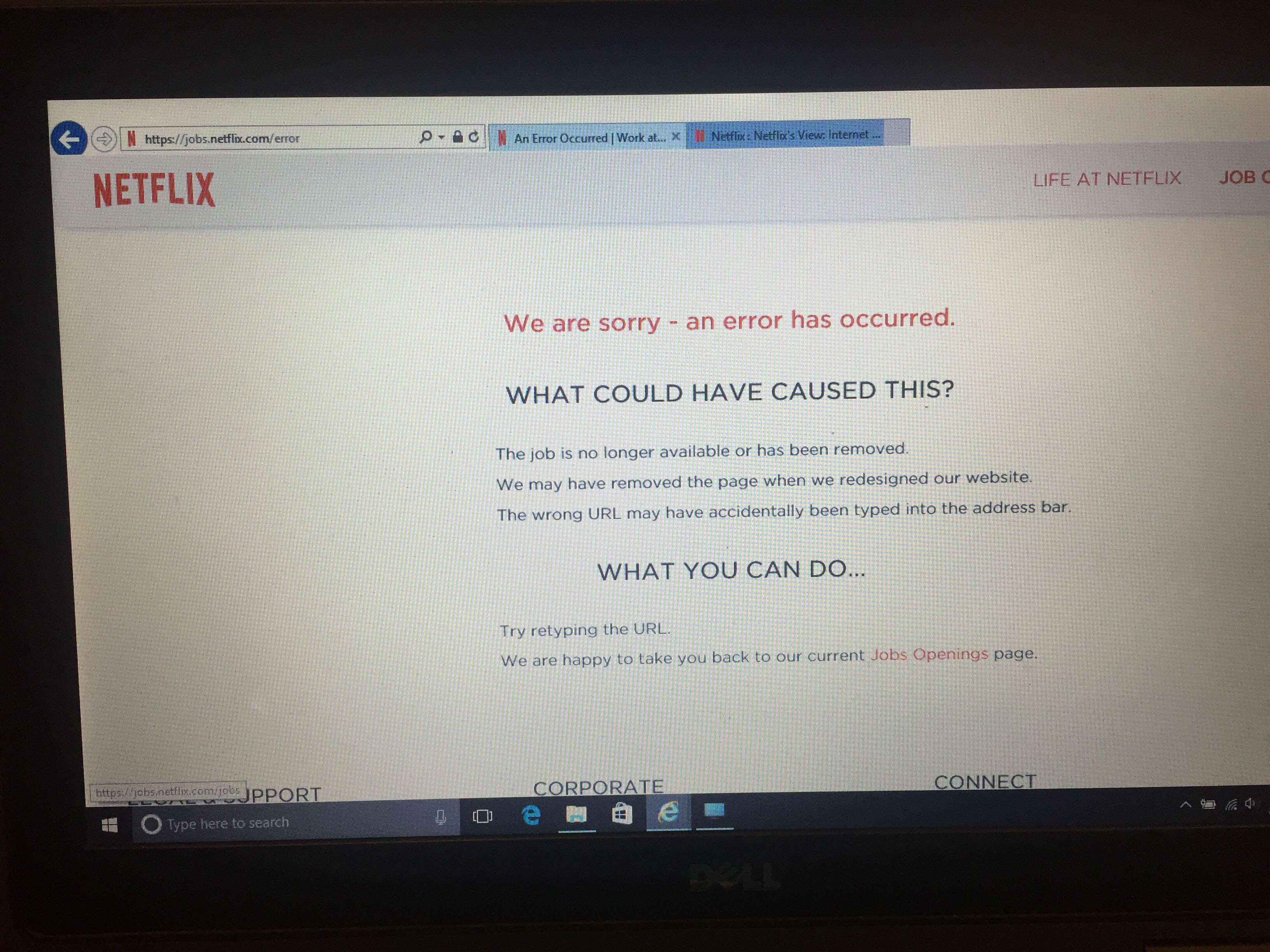 Netflix job openings site is down :/