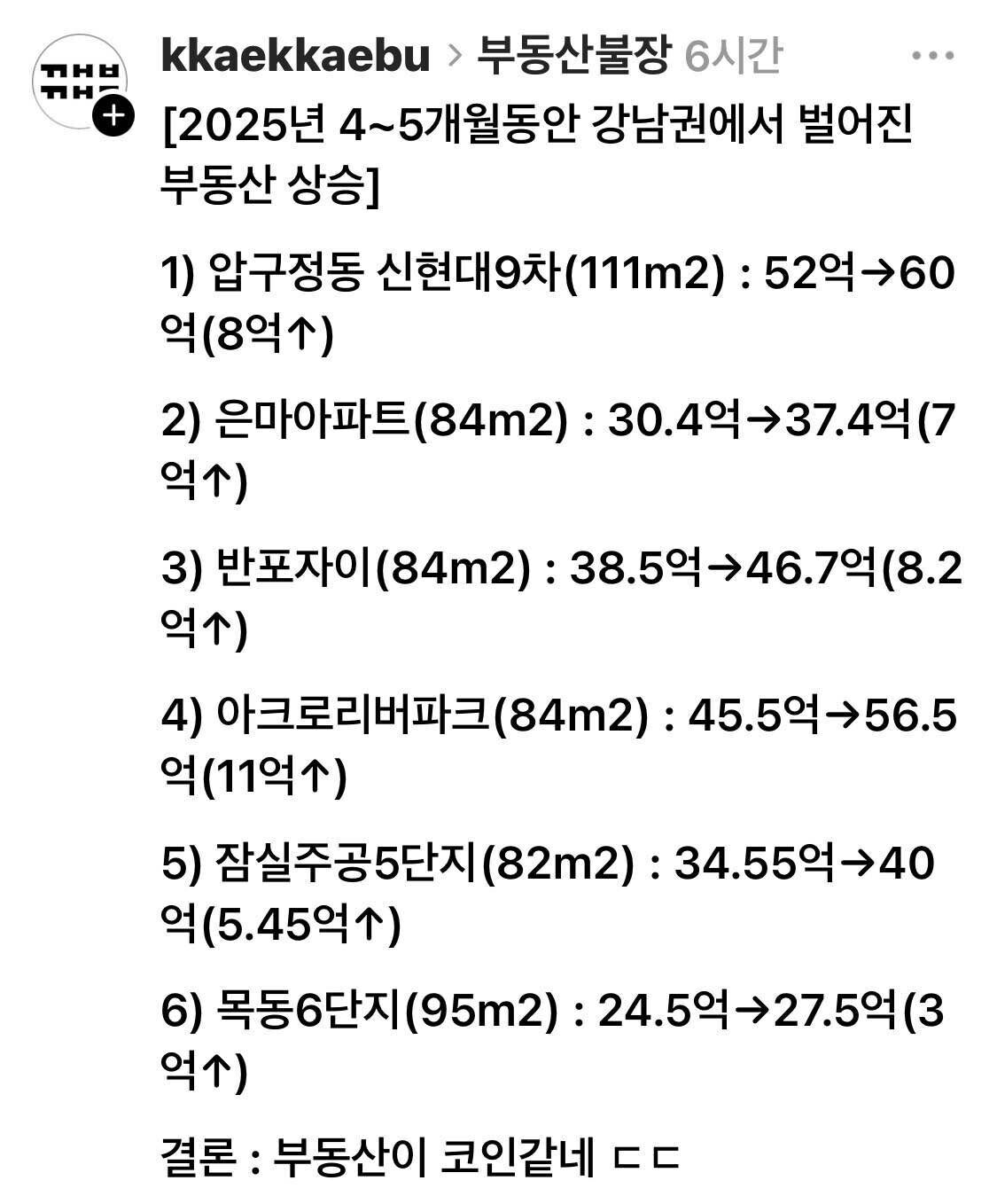 블라인드 | 부동산: 부동산이 코인처럼 올라버리네