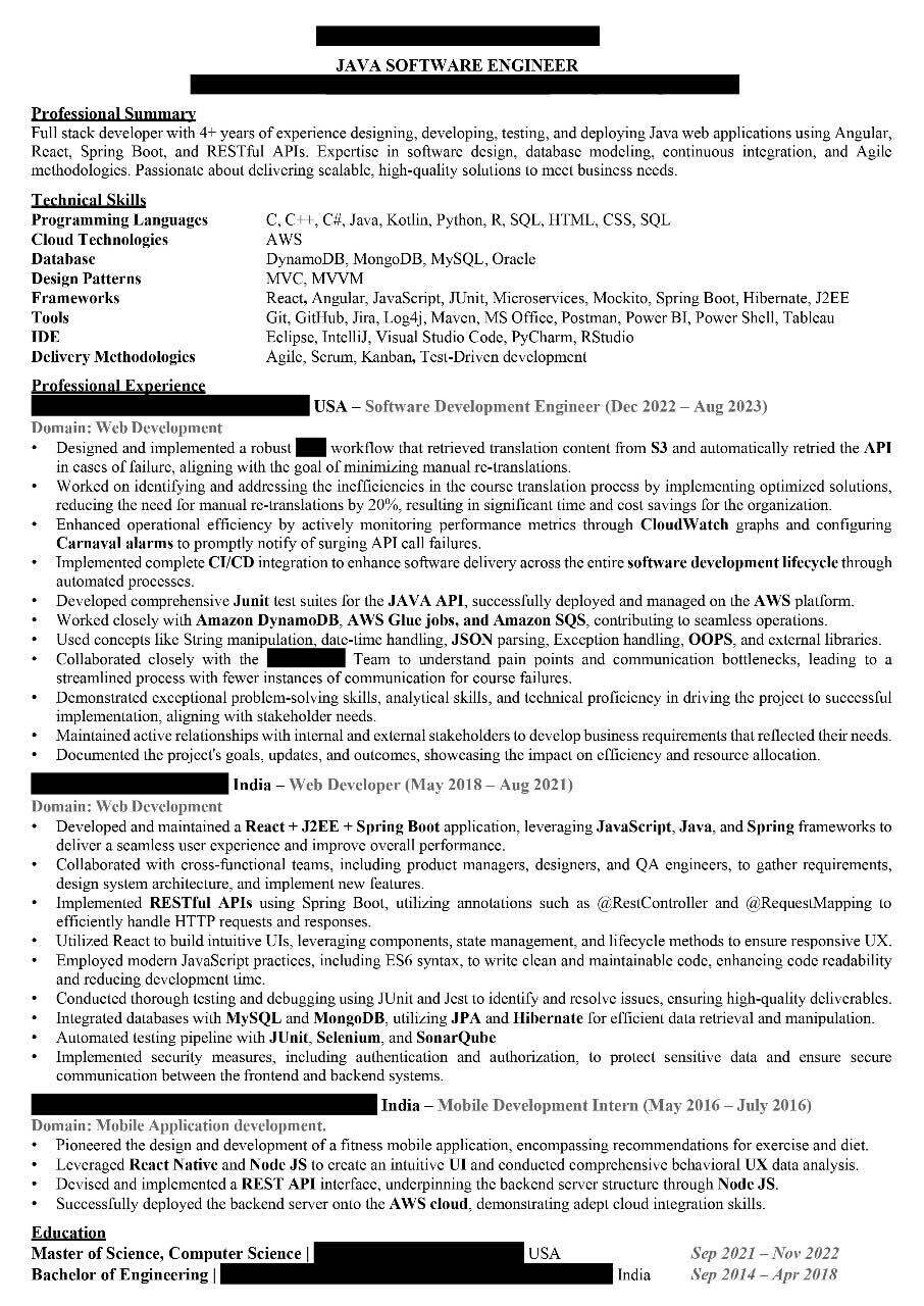 Resume review | Resume Review - Blind