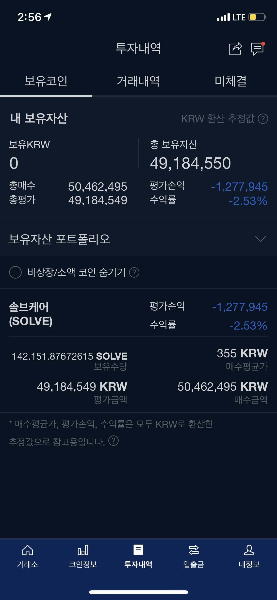 블라인드 | 암호화폐: 솔브케어 악재뜸