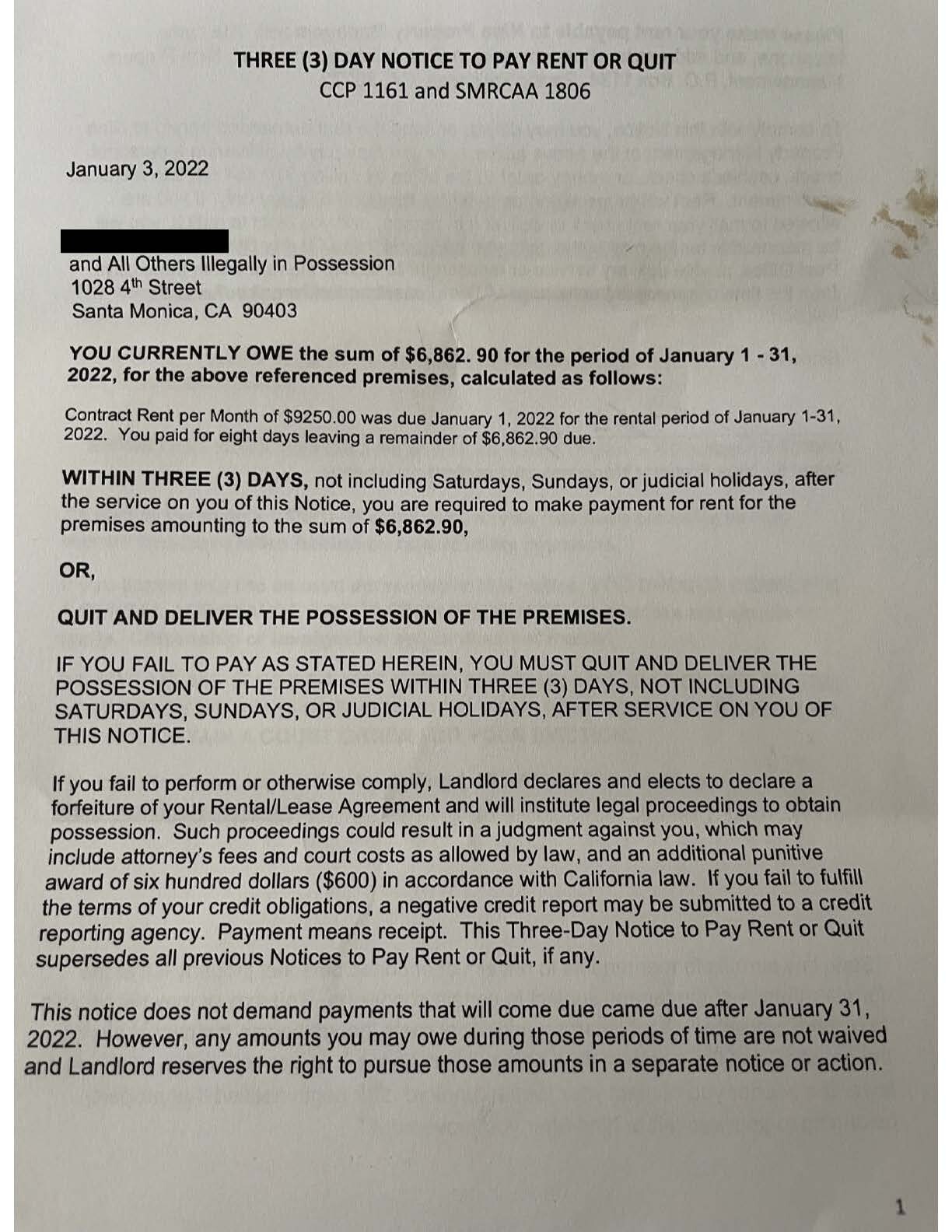 Airbnb Eviction Notice Blind