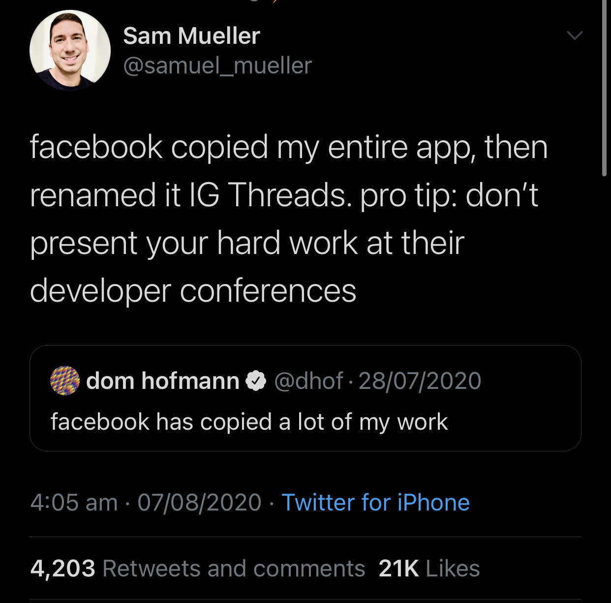 Developer accuses Facebook of copying (Reels)