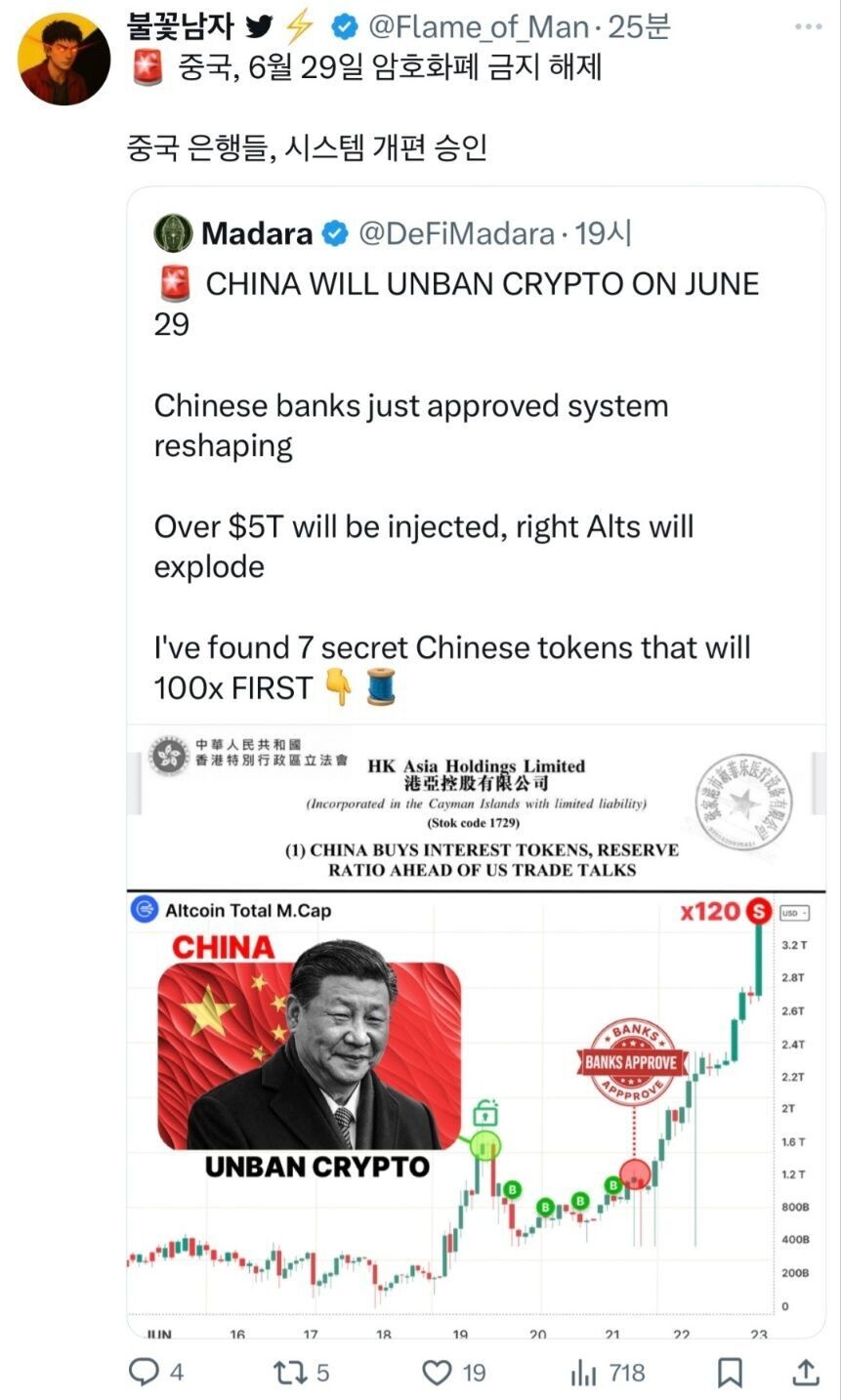 블라인드 | 암호화폐: 중국 6월 29일 암호화폐 금지해제