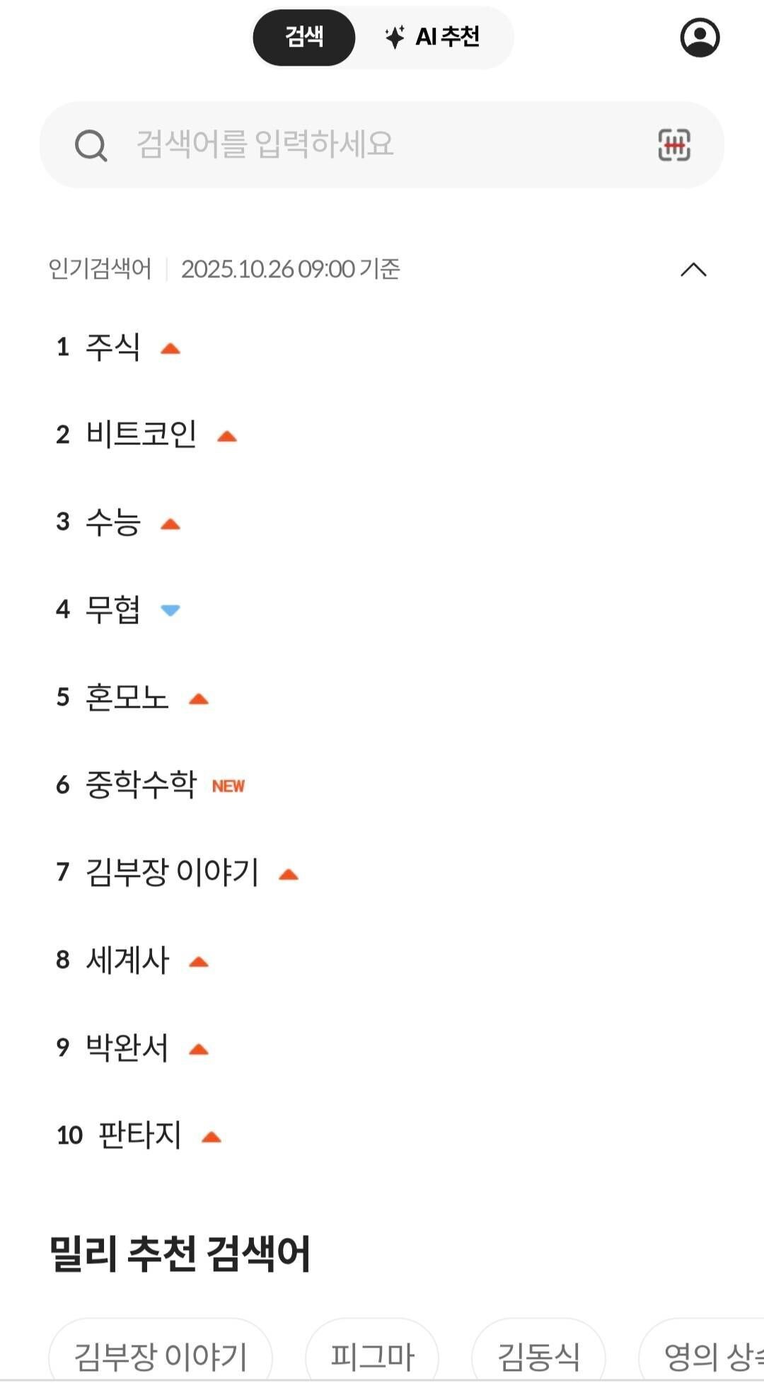 블라인드 | 주식·투자: 밀리의 서재 실시간 검색 순위