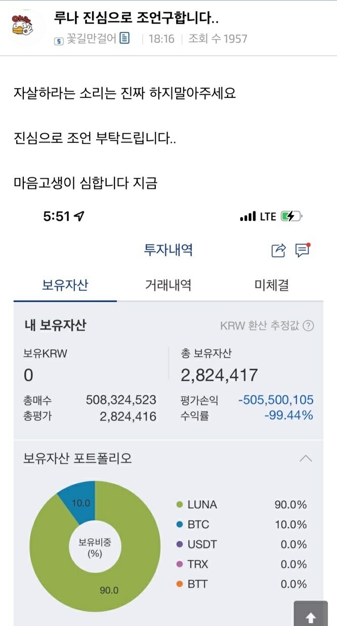 블라인드 | 암호화폐: 루나 투자자 근황