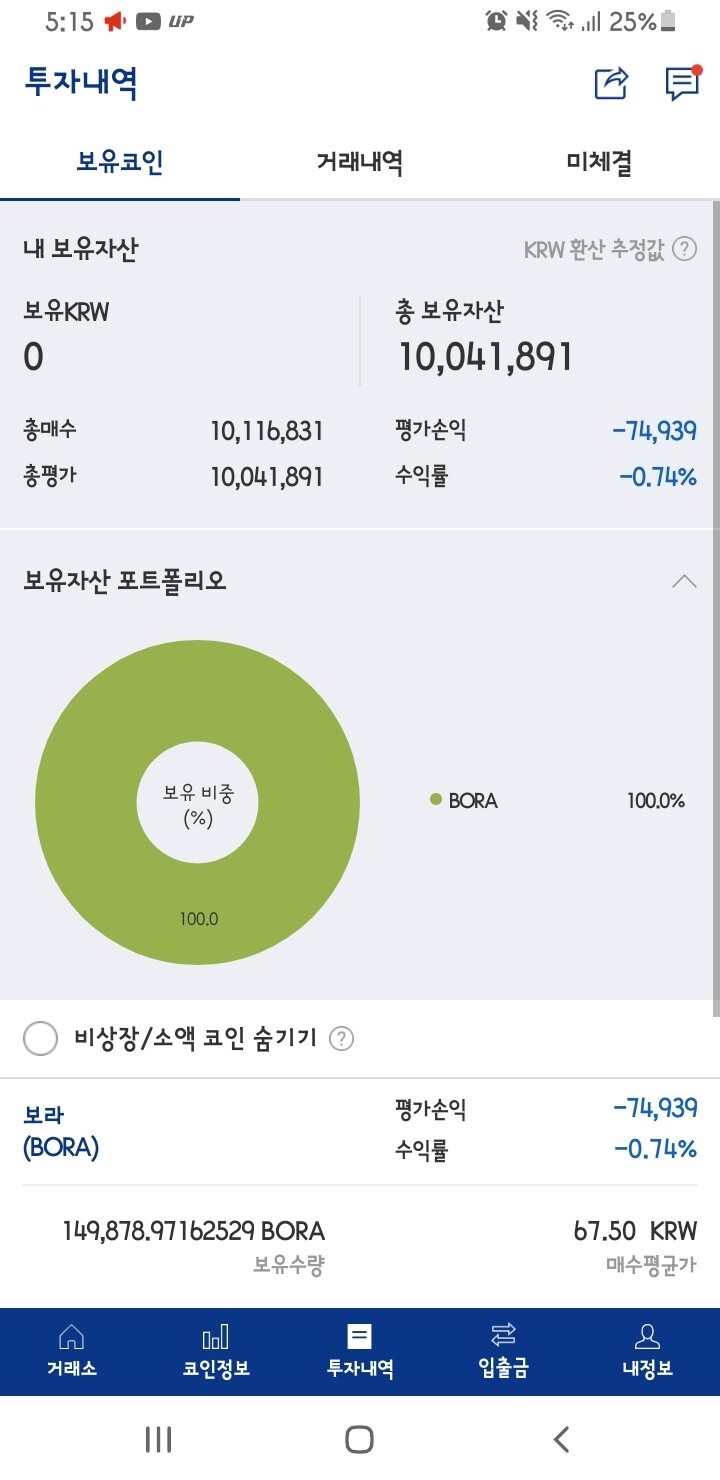 블라인드 | 암호화폐: 엄청 빠지네. 보라 샀다 몰빵