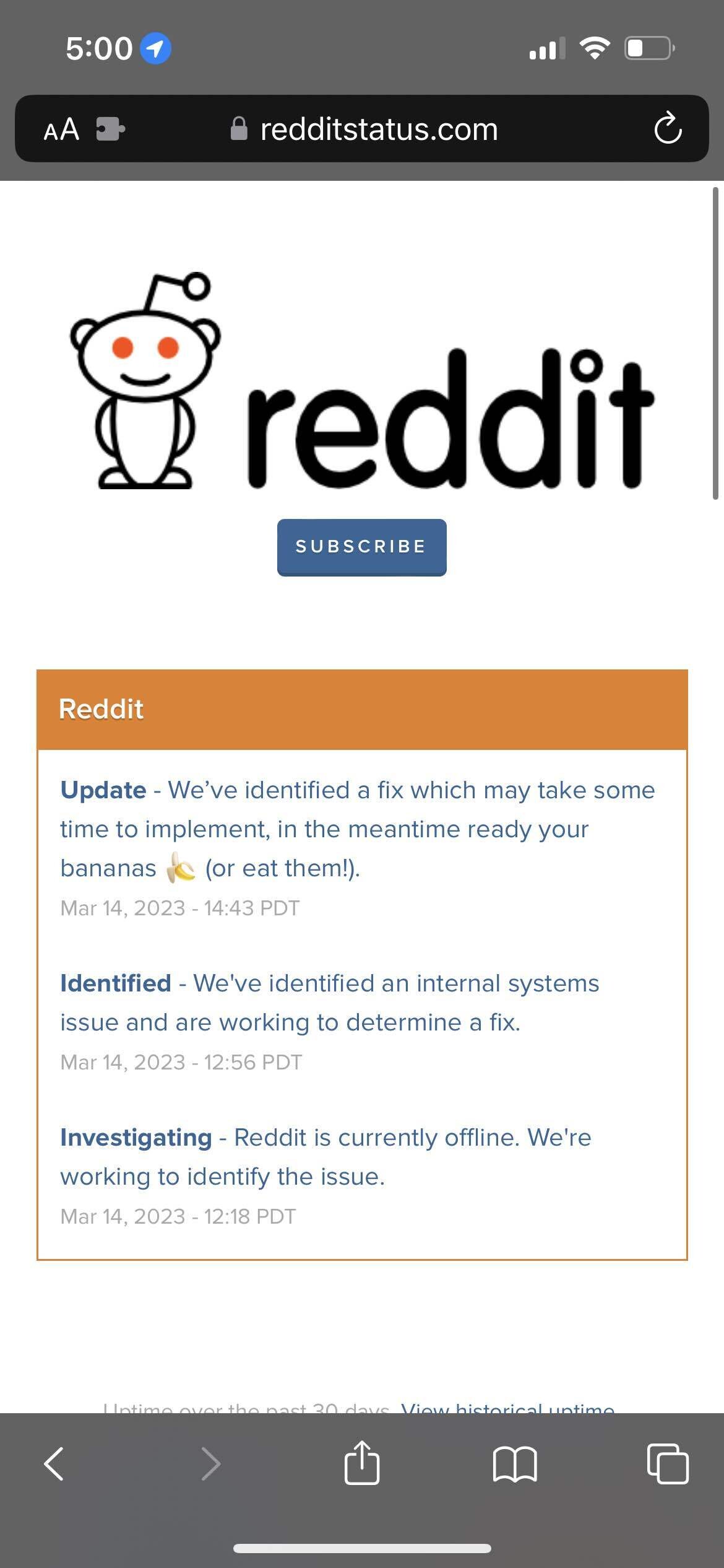 Reddit suggests eating some 🍌 while we wait Software Engineering