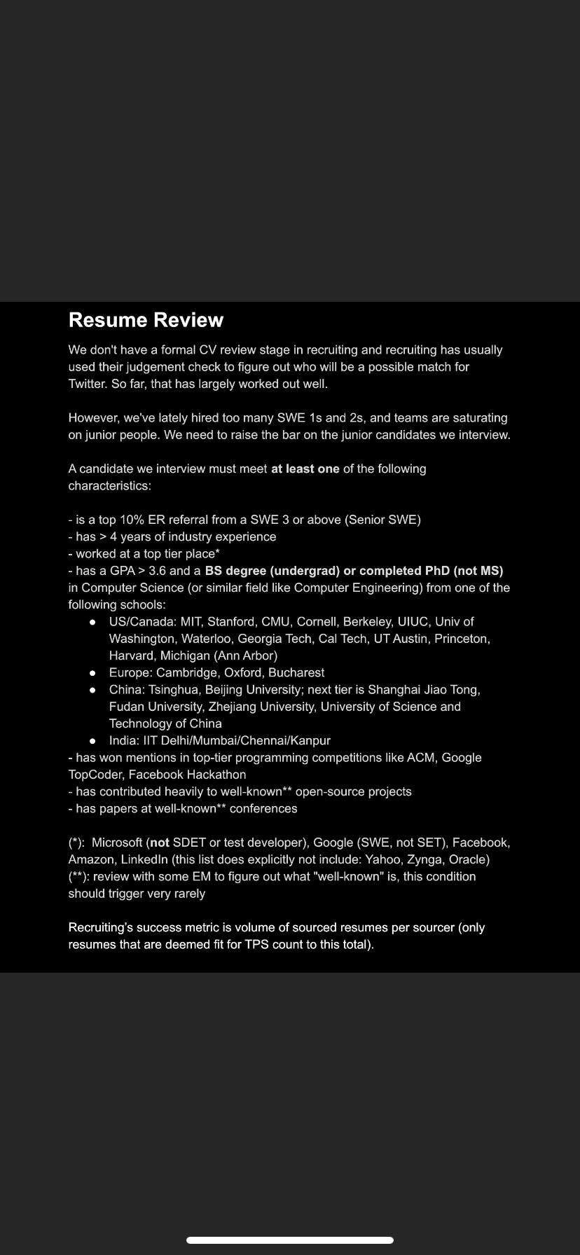 Twitter's internal hiring policy - Blind