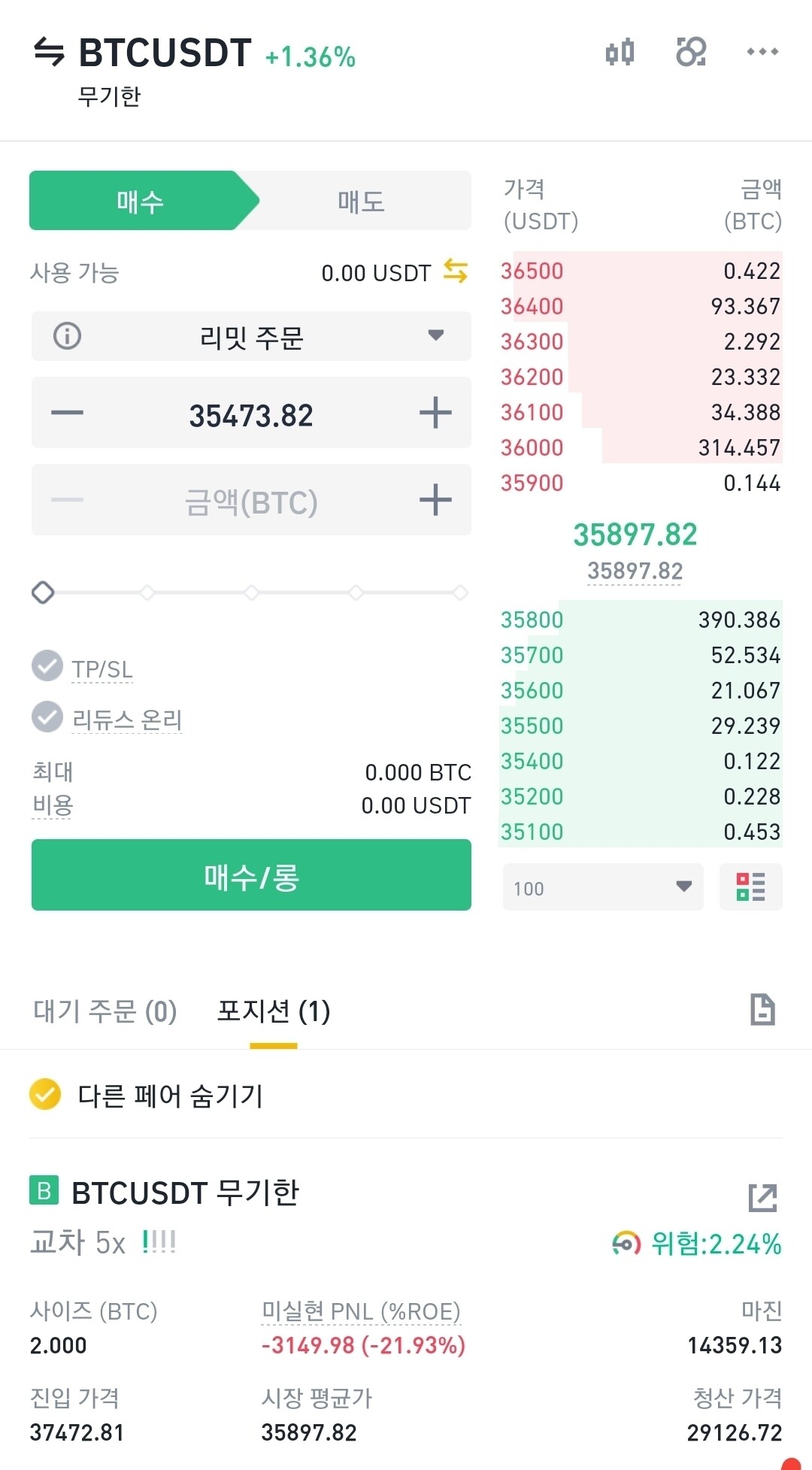 블라인드 | 암호화폐: 롱포지션 핵장투 수익인증합니다