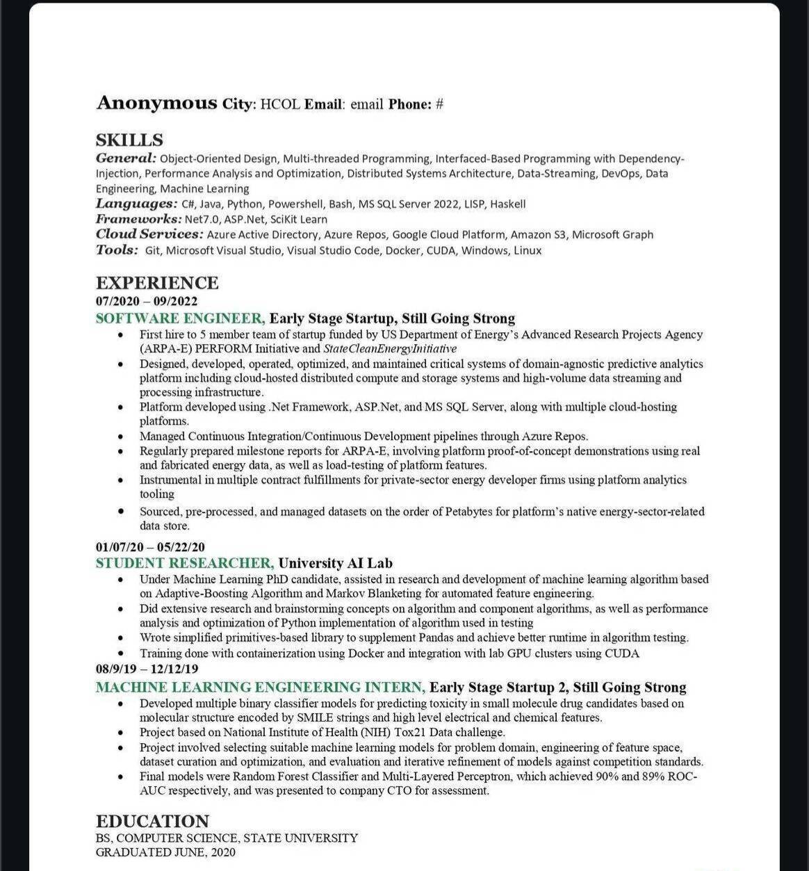 What can I do | Resume Review - Blind