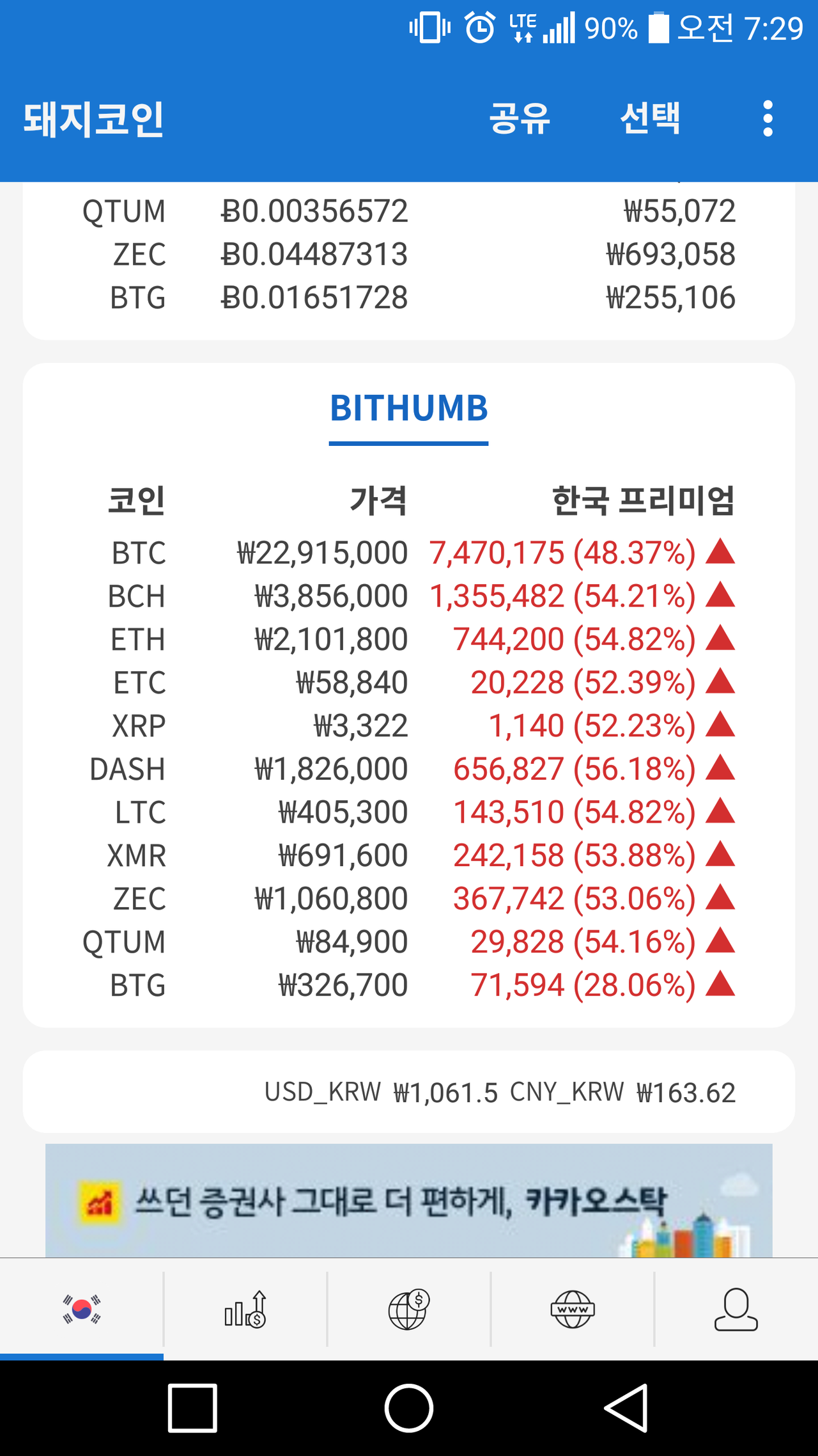 블라인드 | 암호화폐: 김프 50프로 넘네ㄷㄷ