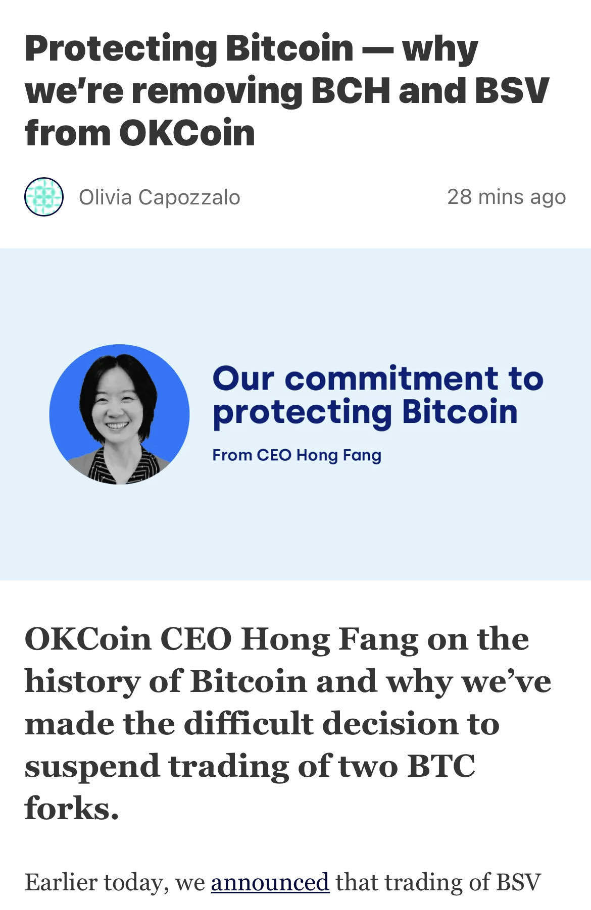 블라인드 | 암호화폐: OKCoin 거래소 비캐 BSV 상폐