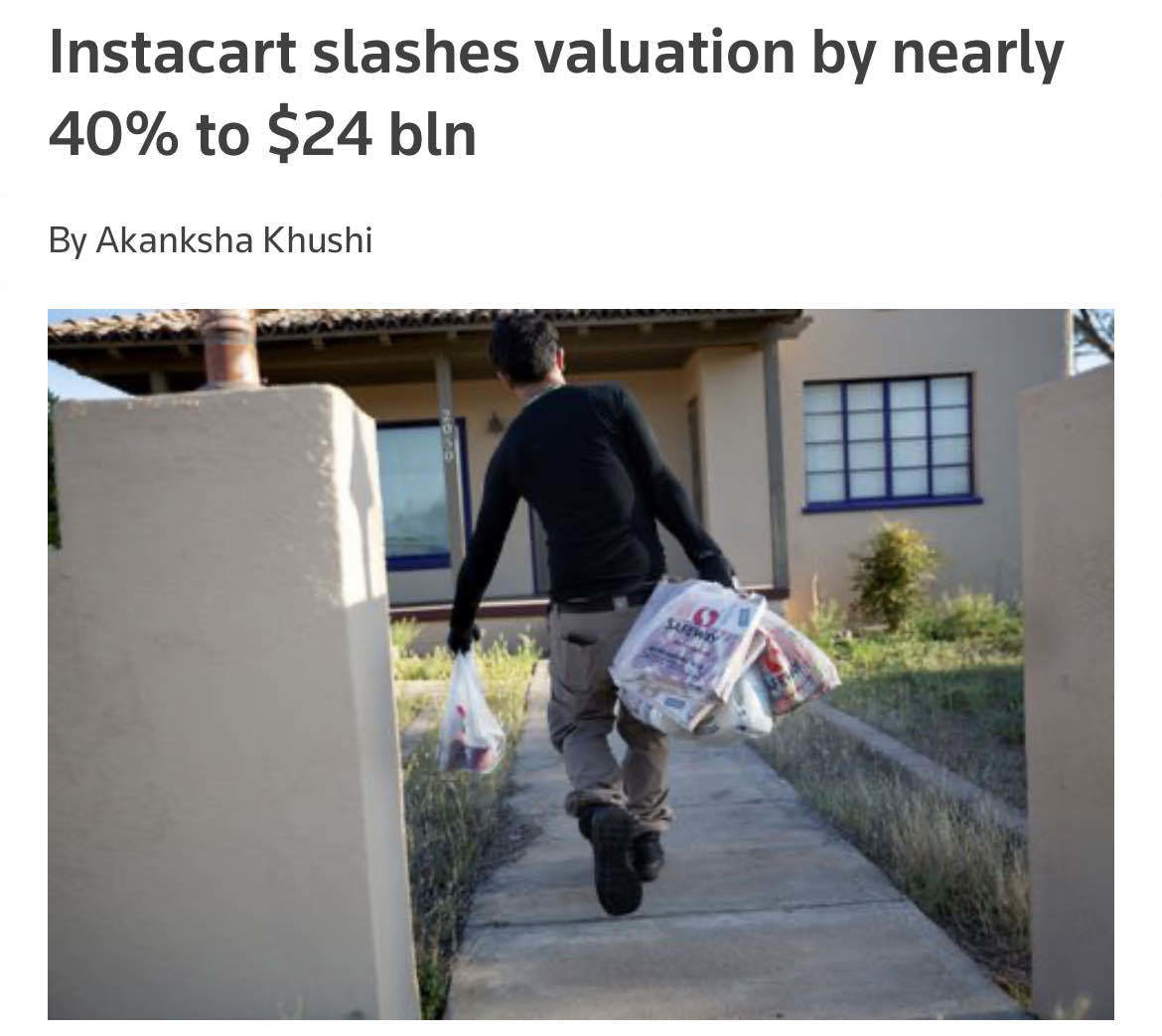 Instacart valuation slashed by 40%