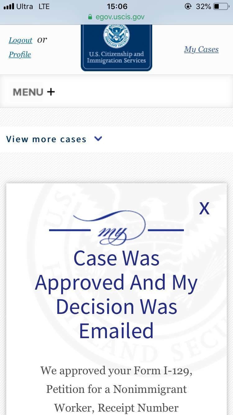 What does Form i129 being approved mean - Blind