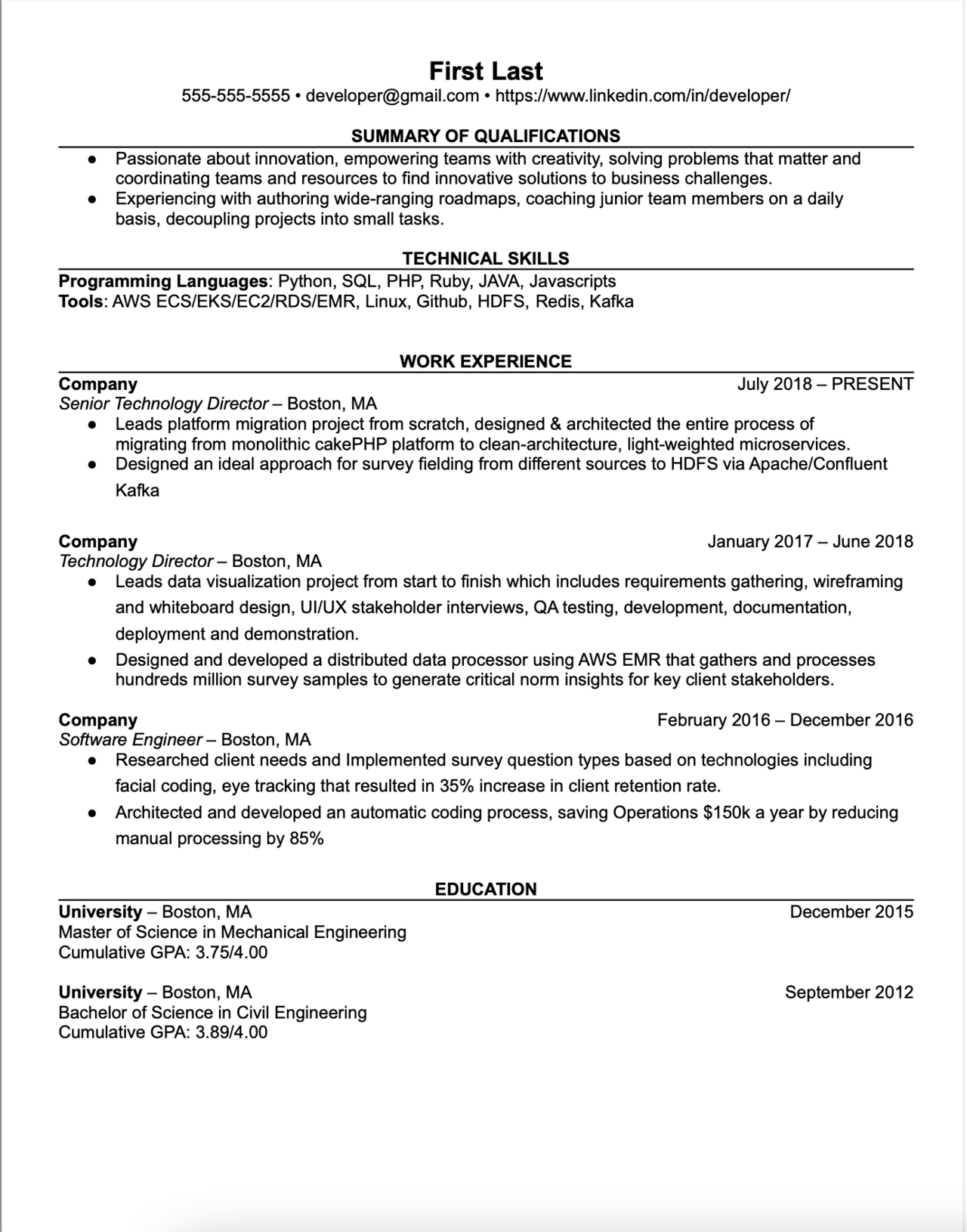 Resume Review | Resume Review - Blind