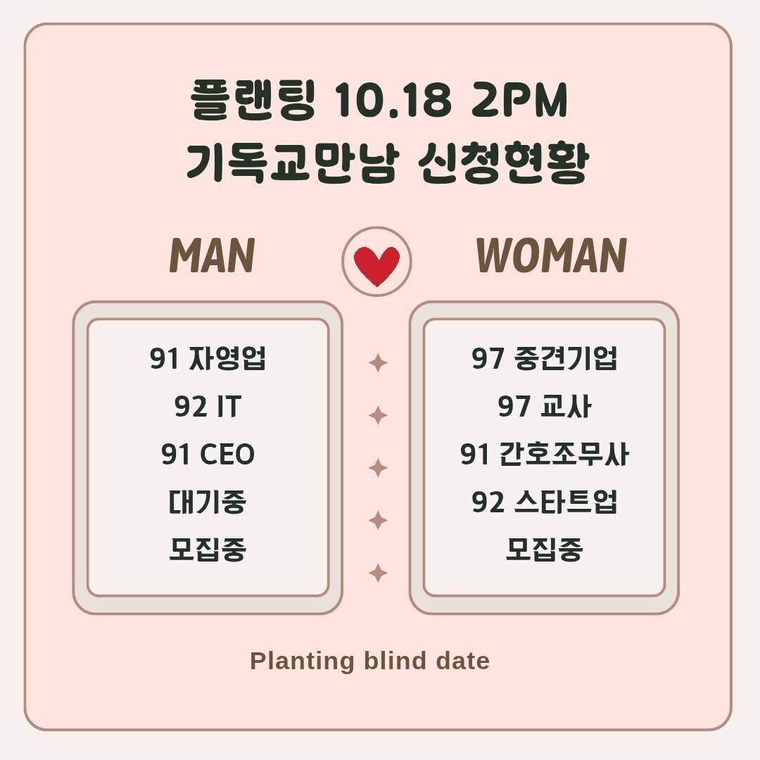 블라인드 | 개신교: 이번 주 토요일! 4시 강남역 기독교만남 소개팅 접수 중