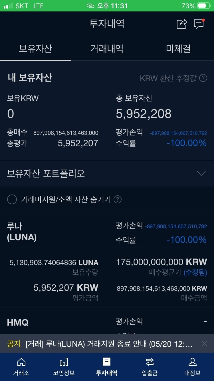 블라인드 | 암호화폐: 90경 손실완료