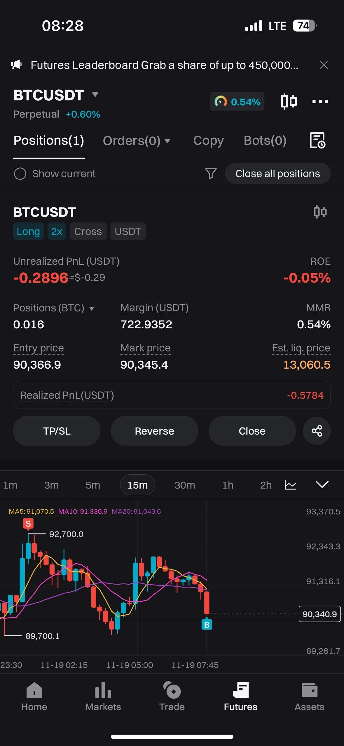 블라인드 | 암호화폐: 빡매매 8일차 ($1071 -> 1078) 오늘도 수익열차 출발