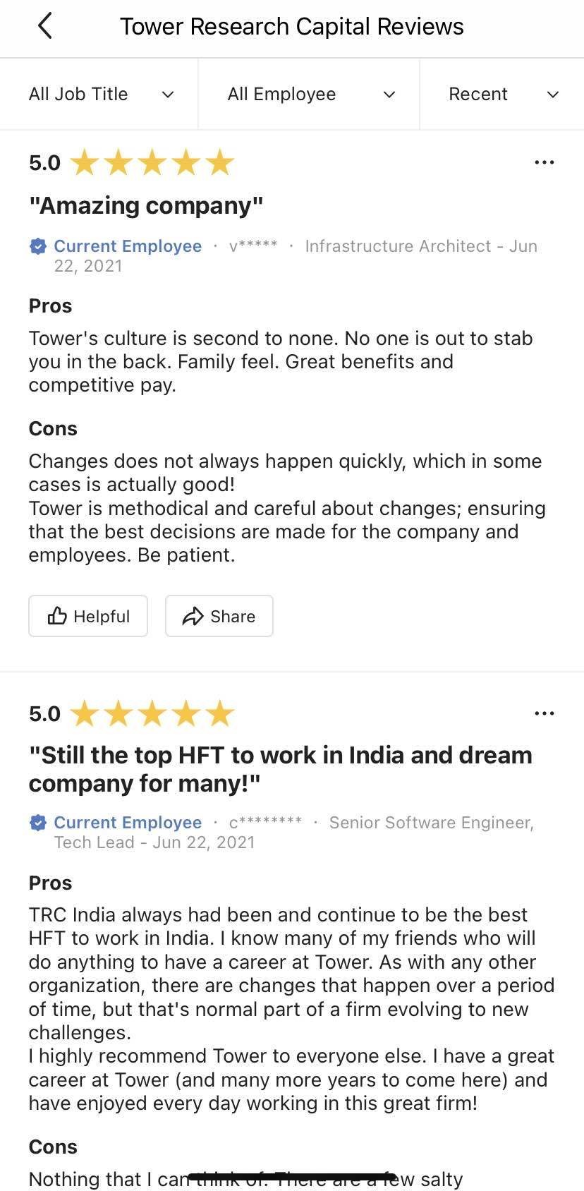 How desperate can companies (Tower Research) get? Fake Blind reviews