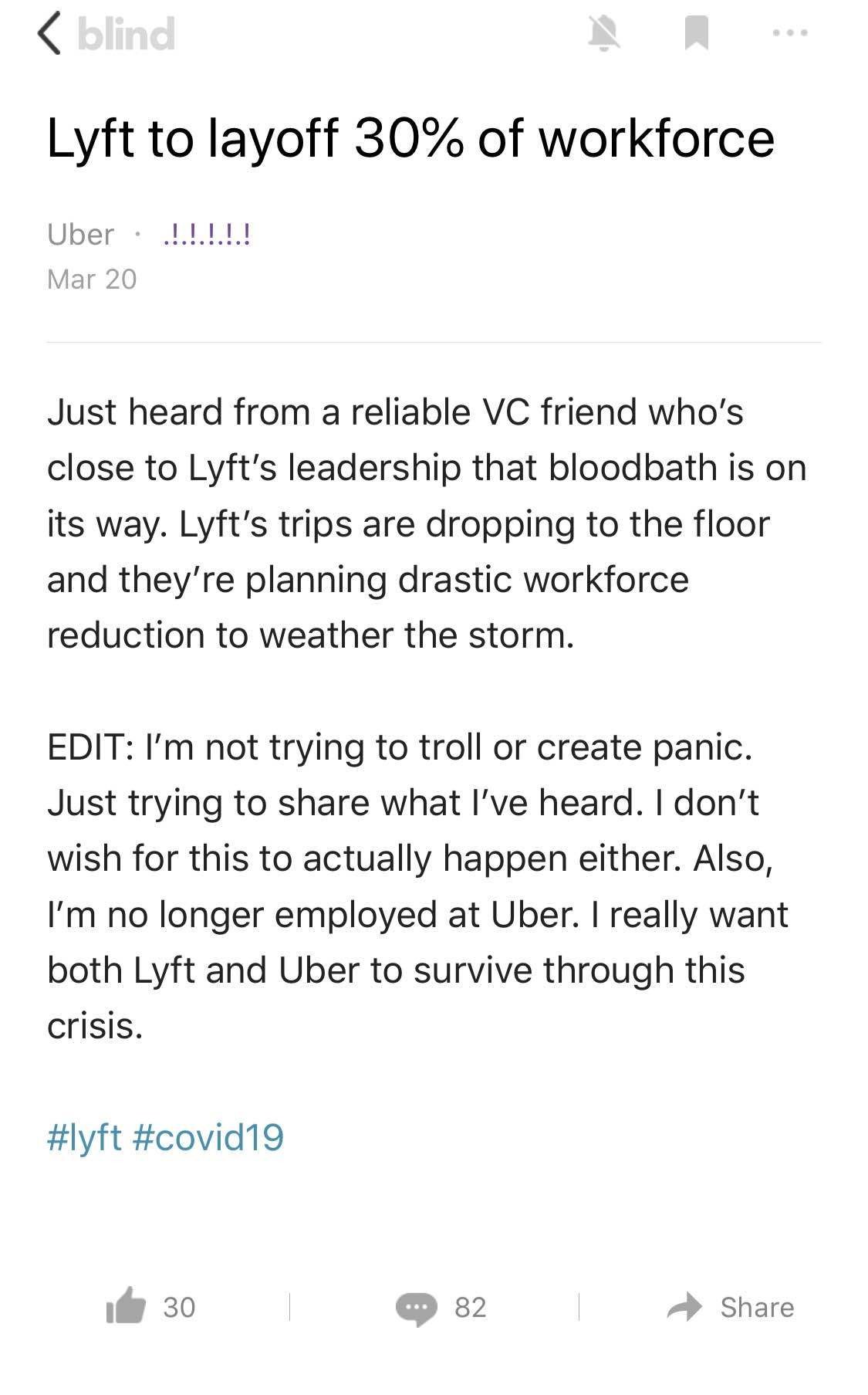 I warned about LYFT layoffs 1 month back..