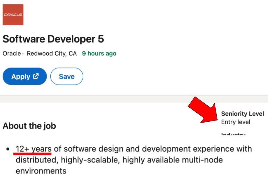Entry level at Oracle 12 years of experience?