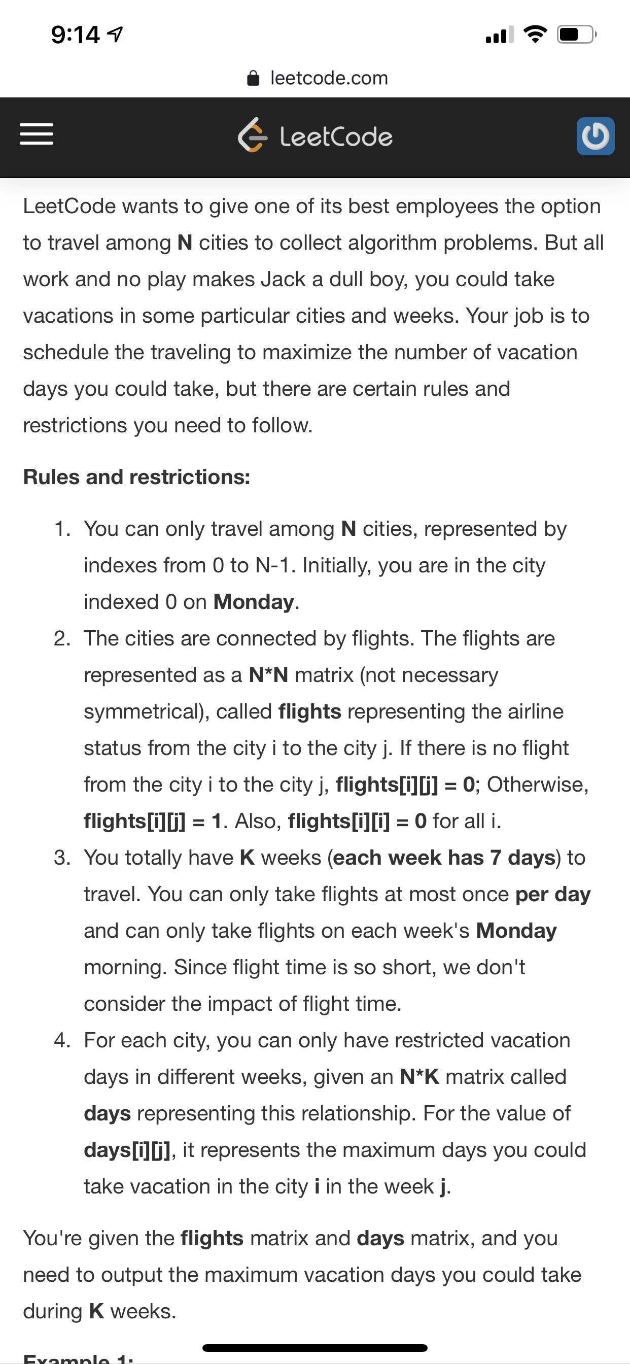 Have your been Asked this question in a phone interview before?( LC 568 maximum vacation days)