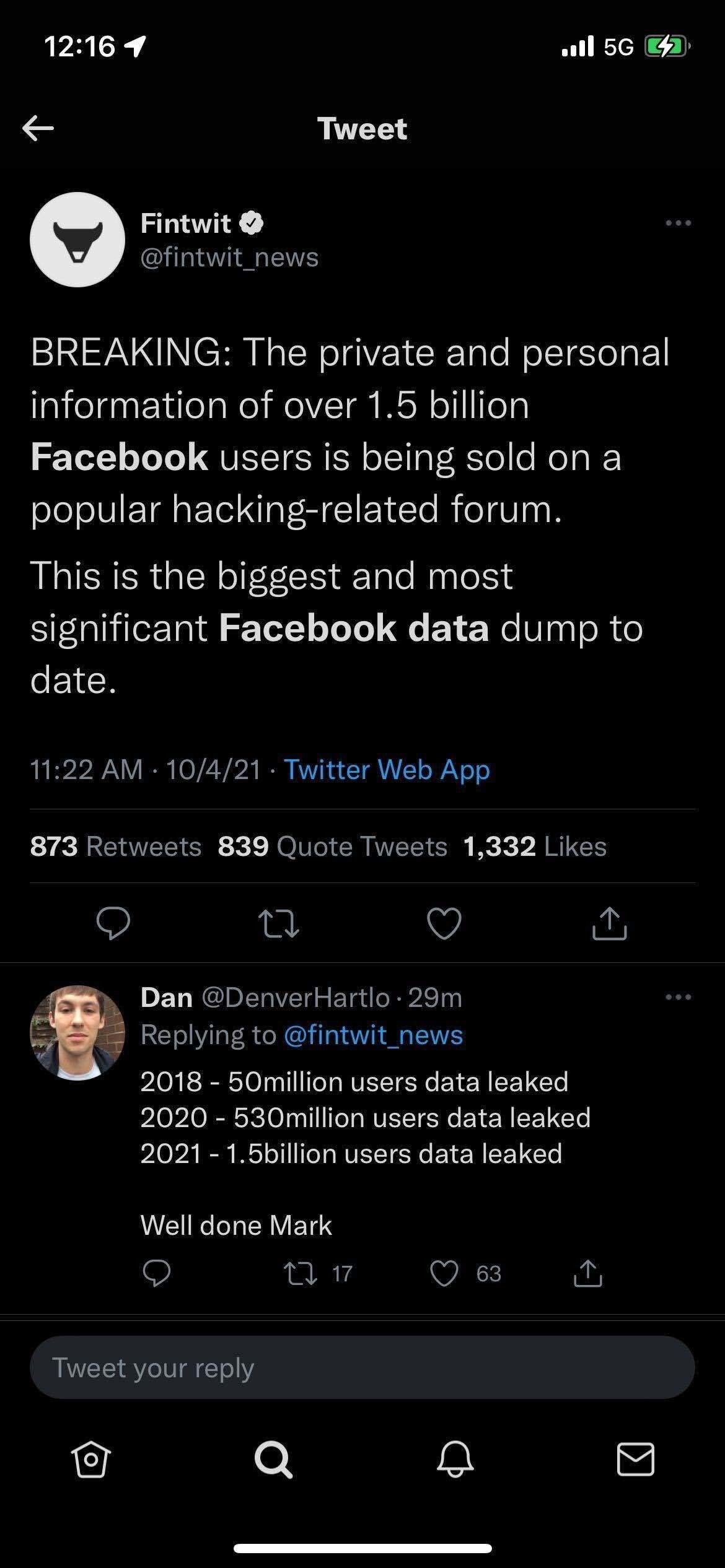 1.5 billion Facebook users data leaked?